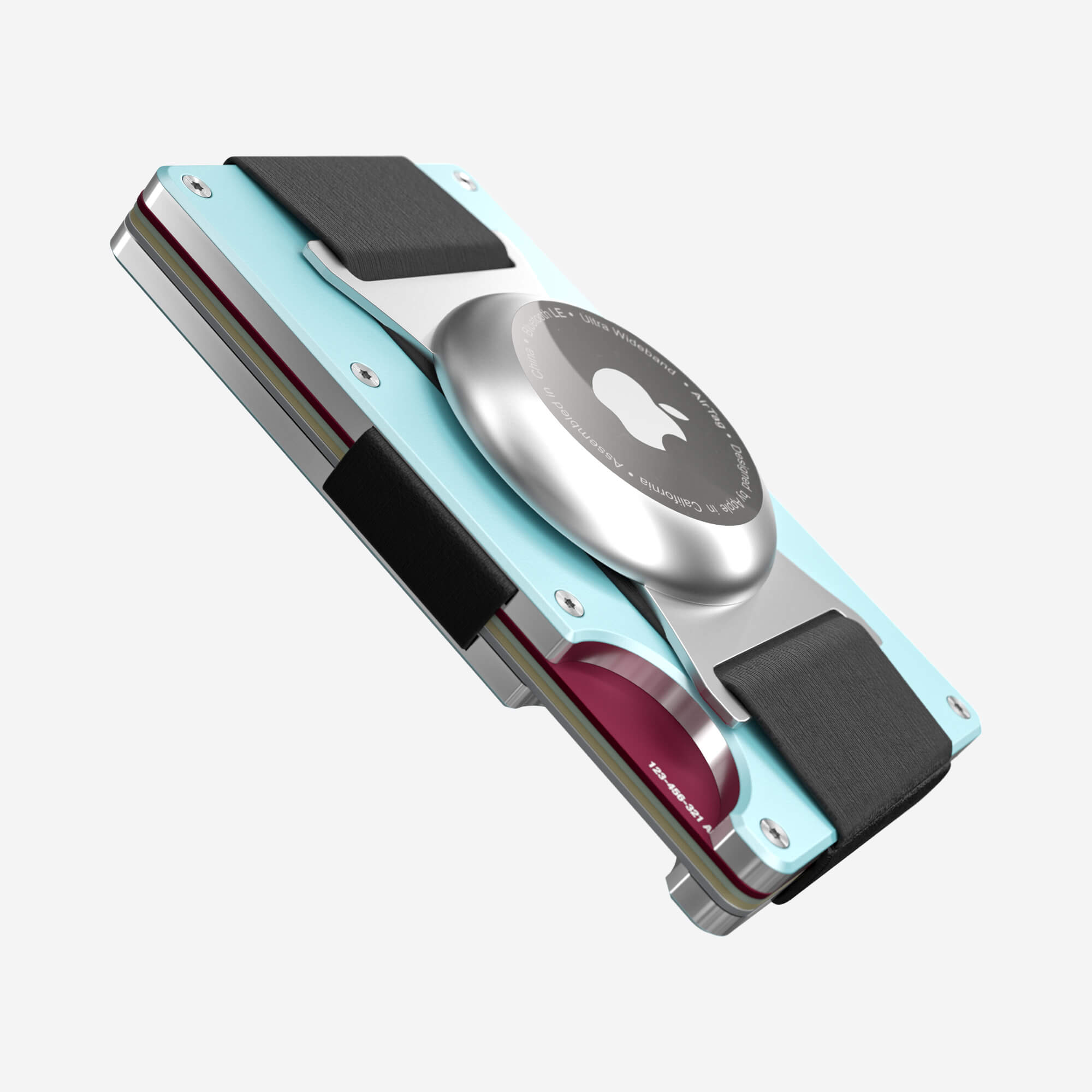 Personalised AirTag Cash Strap Wallet (Ocean Mist) Essential Bundle