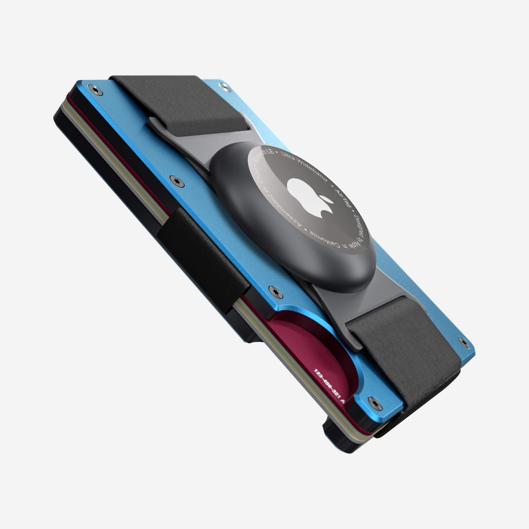 Personalised AirTag Cash Strap Wallet (Velocity Blue) Essential Bundle