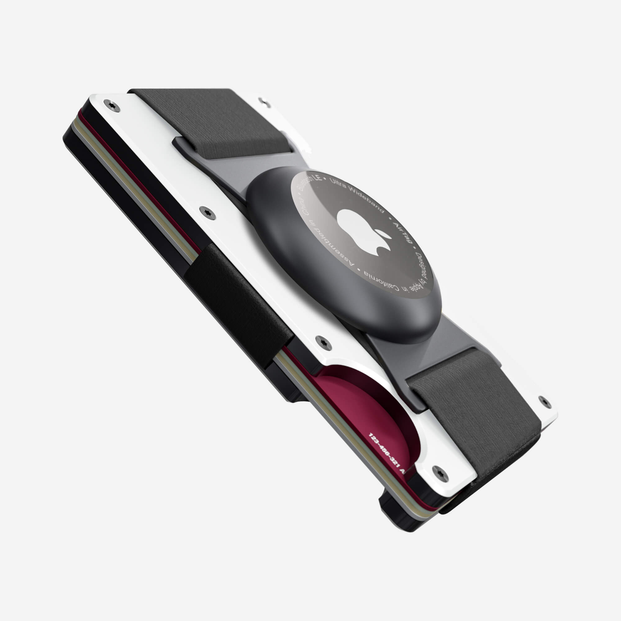 Personalised AirTag Cash Strap Wallet (Carrera White) Essential Bundle