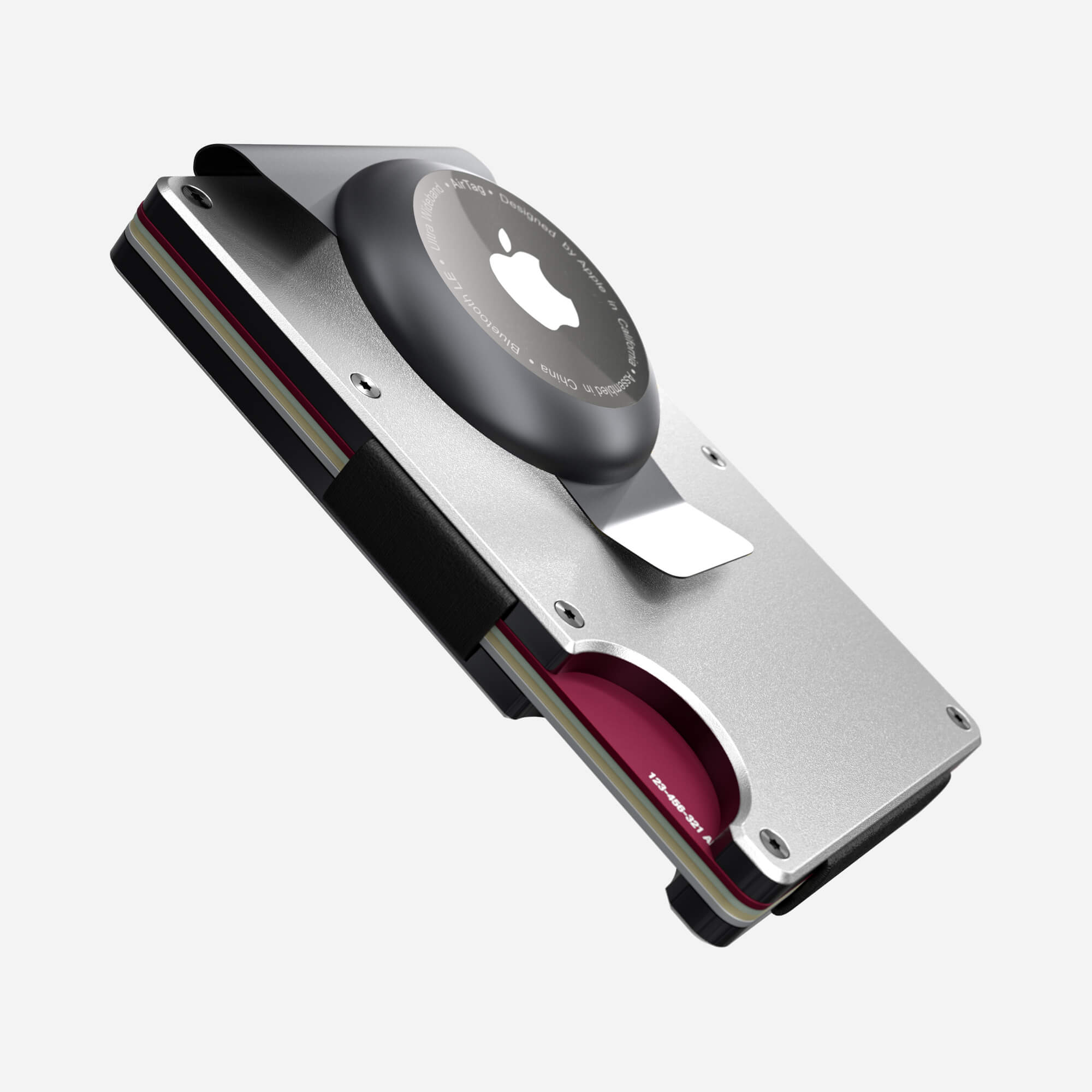 Personalised AirTag Money Clip Wallet (Ghost Silver) Essential Bundle