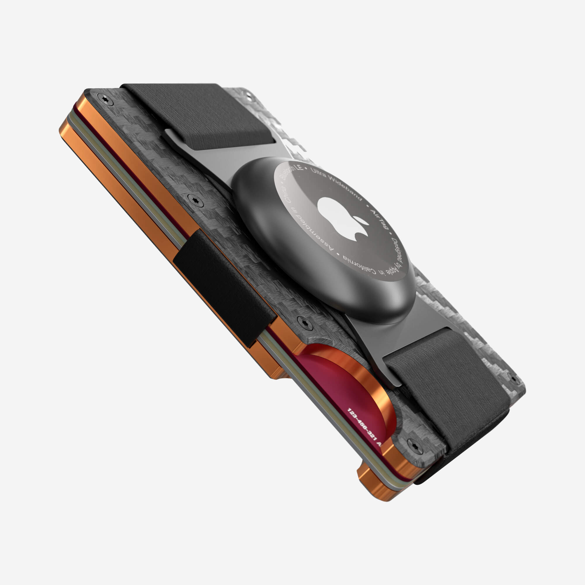 002 AirTag Cash Strap Wallet (Stealth Black/Ventura Orange)