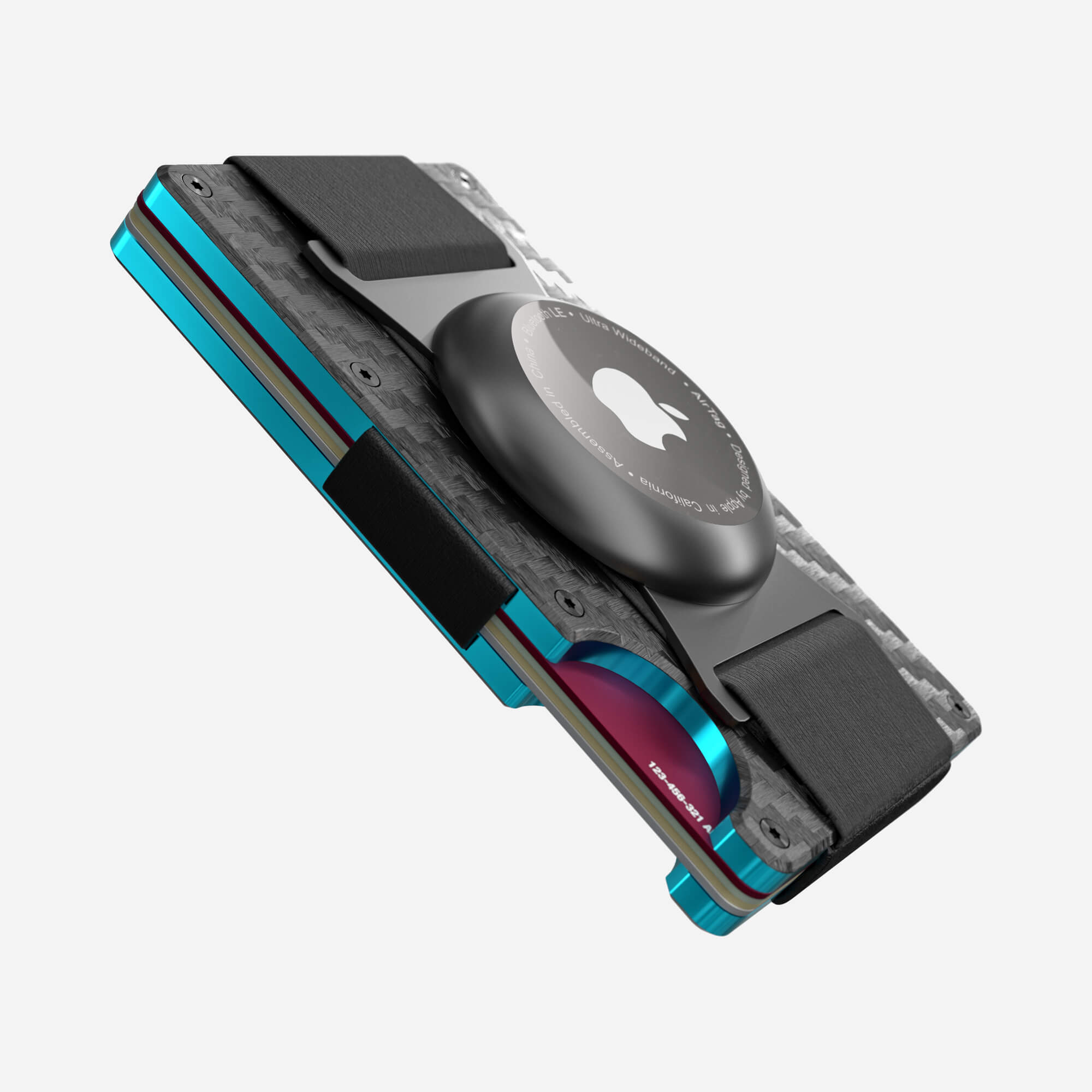 004 AirTag Cash Strap Wallet (Stealth Black/Miami Blue)