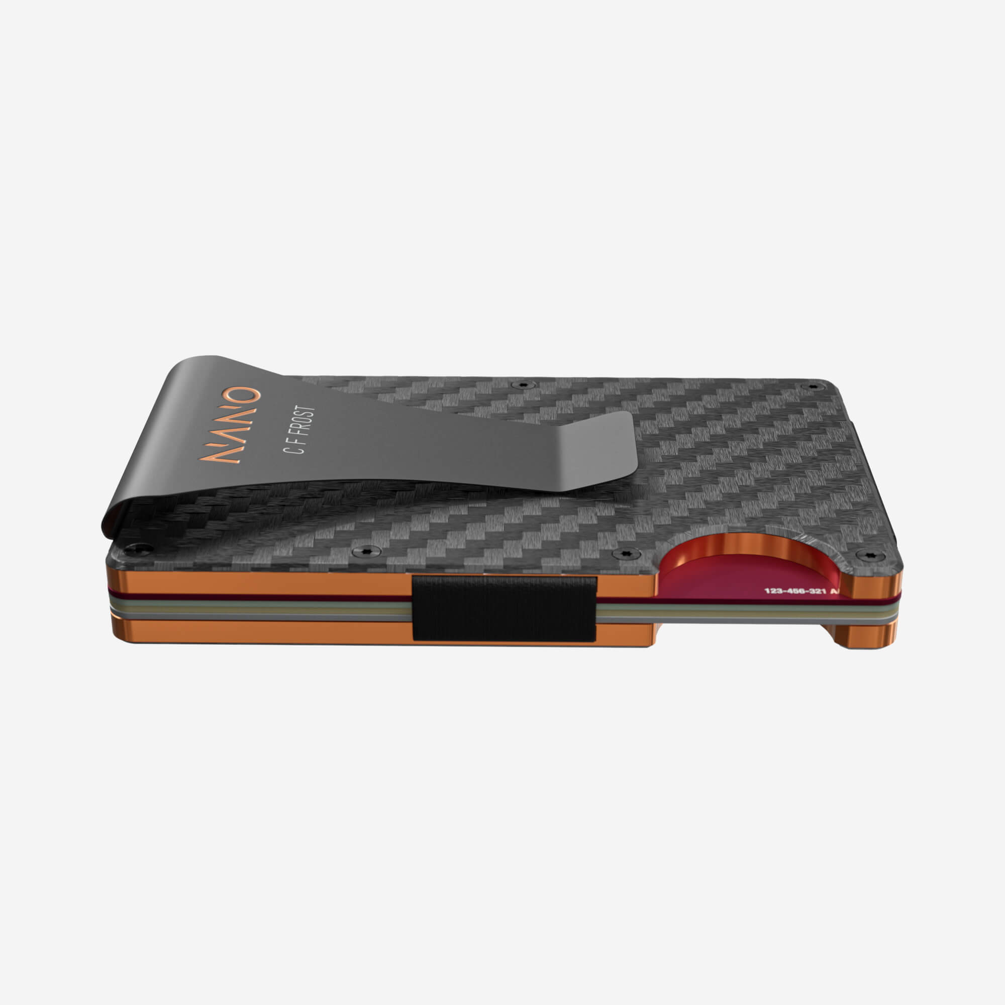 002 Personalised Money Clip Wallet (Stealth Black/Ventura Orange)