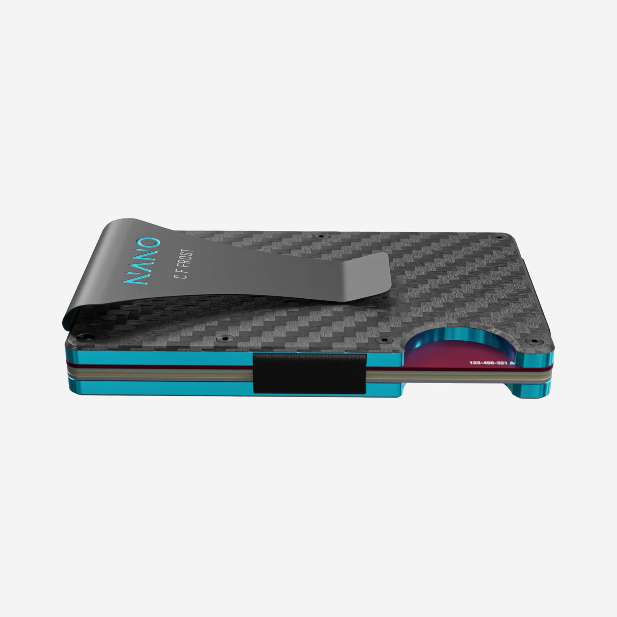 004 Personalised Money Clip Wallet (Stealth Black/Miami Blue)