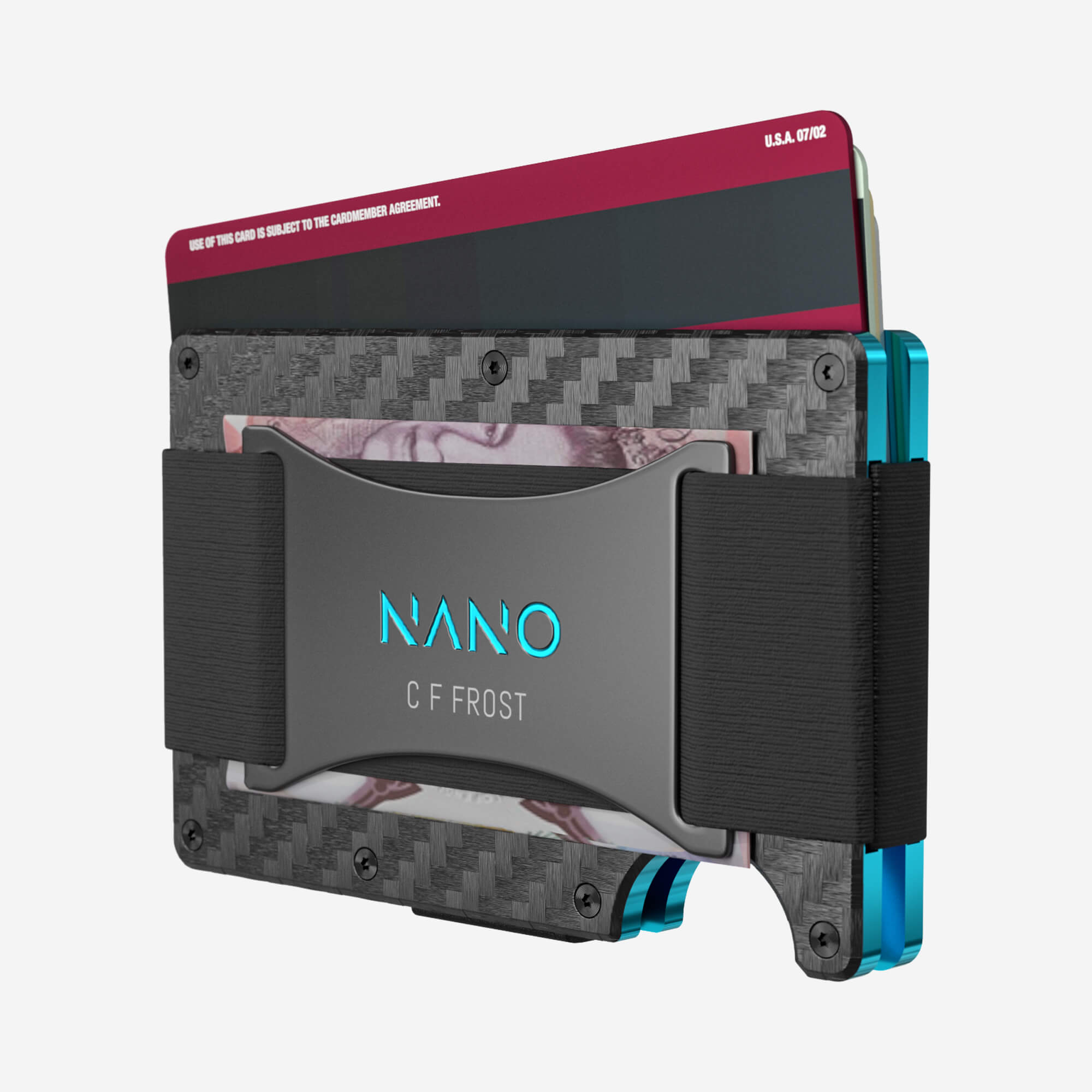 004 Personalised Cash Strap Wallet (Stealth Black/Miami Blue)