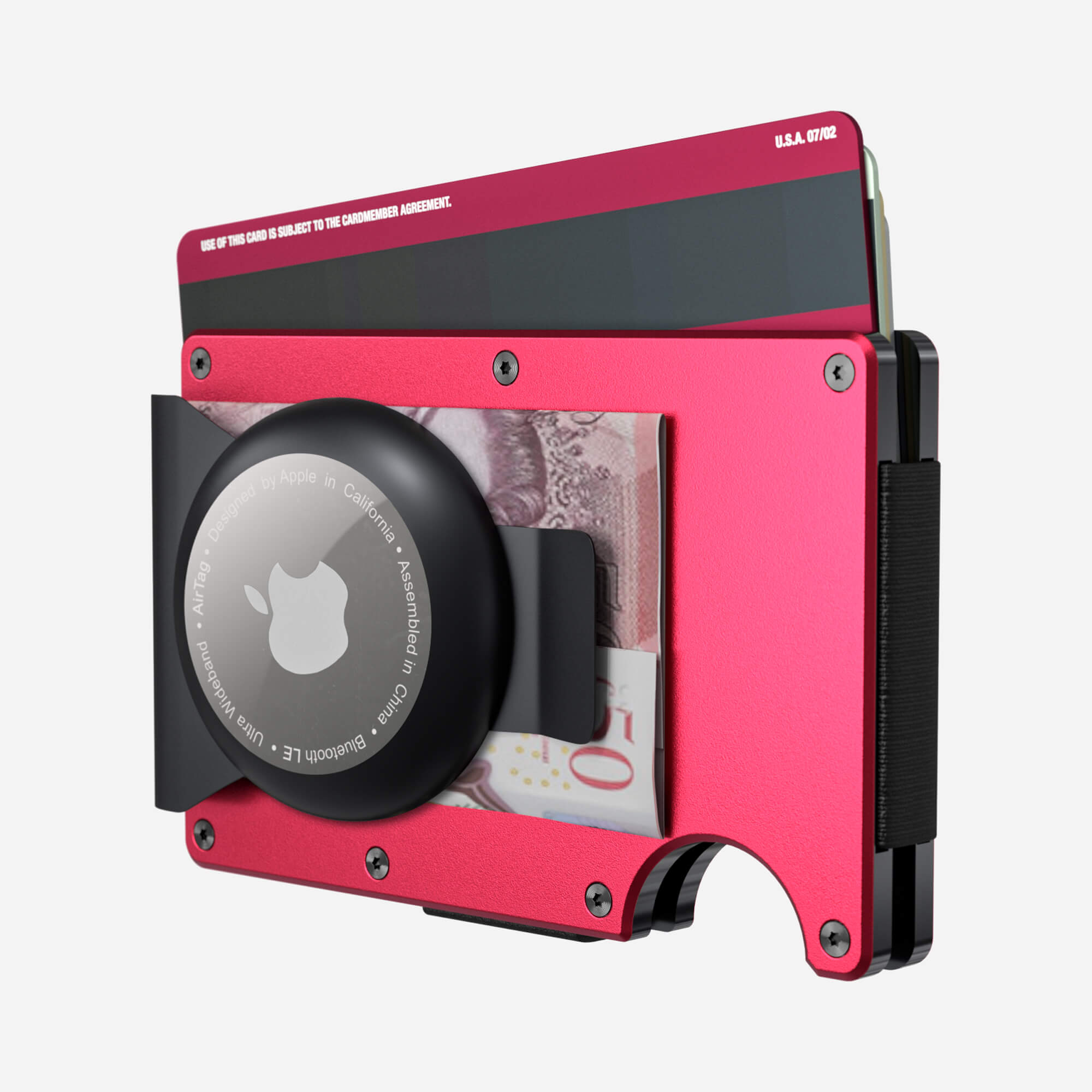 Personalised AirTag Money Clip Wallet (Volcano Red) Ultimate Bundle