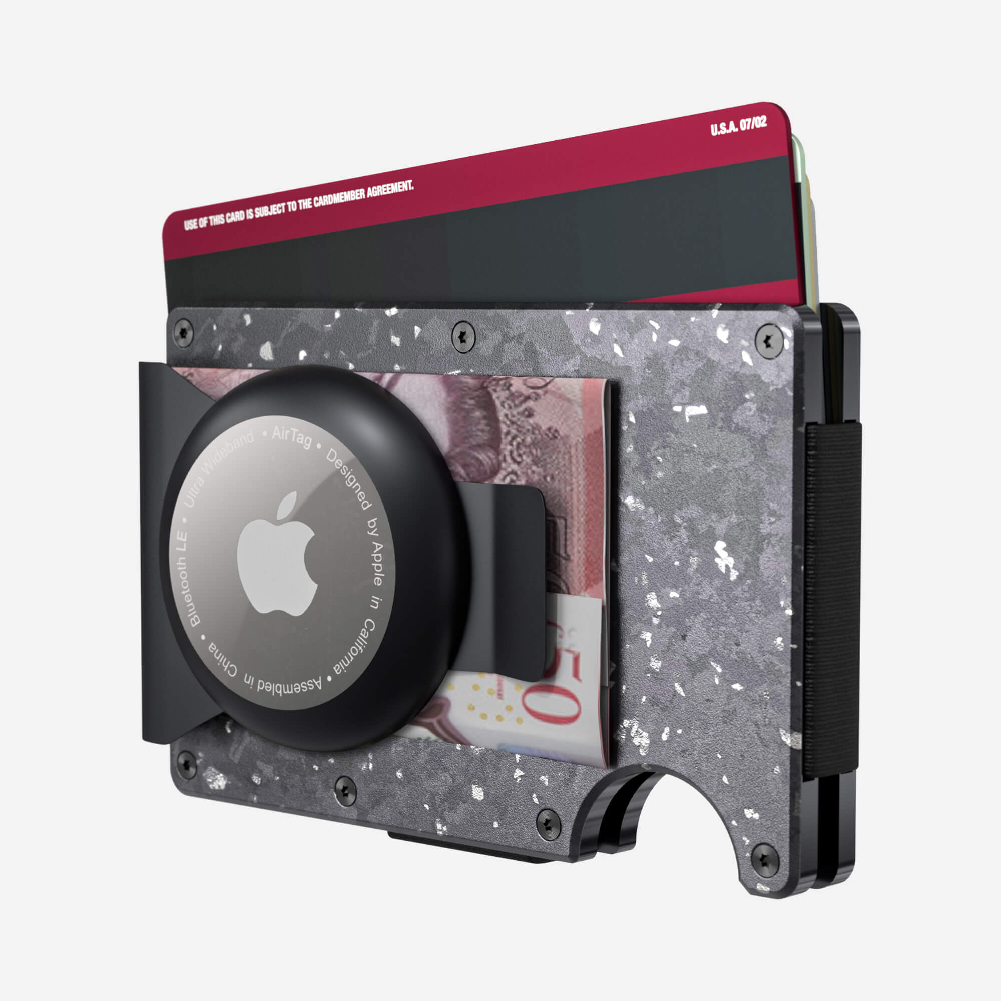 AirTag Money Clip Wallet (Nero/Argento) Everyday Bundle