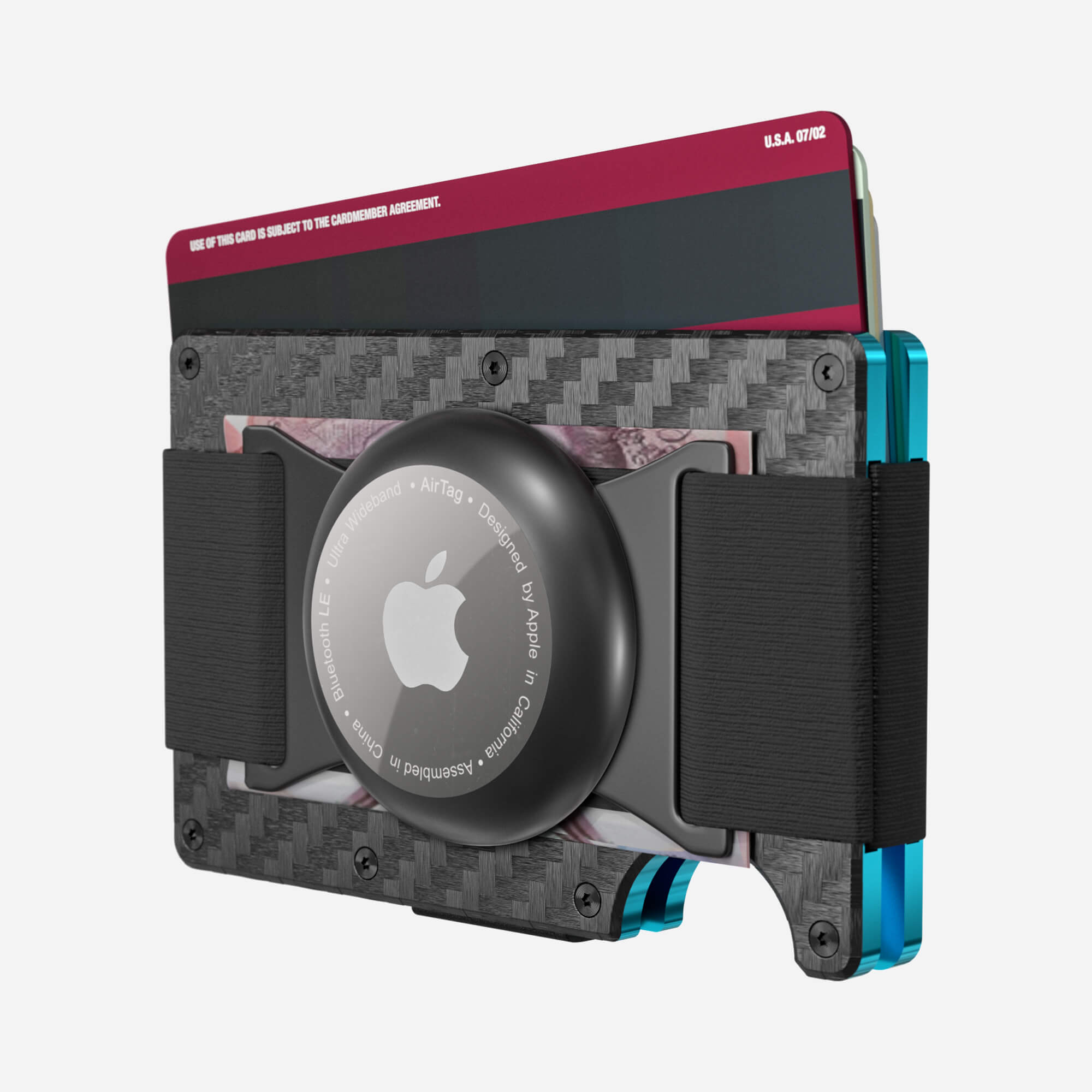 004 AirTag Cash Strap Wallet (Stealth Black/Miami Blue)