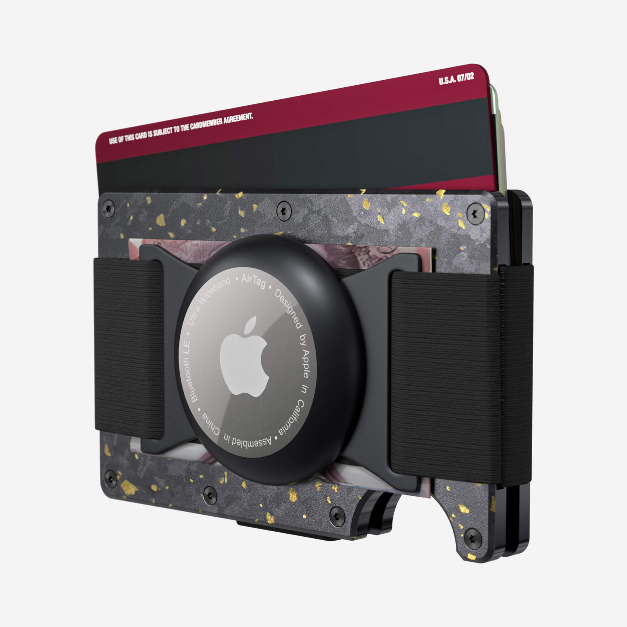 AirTag Cash Strap Wallet (Nero/Oro) Everyday Bundle