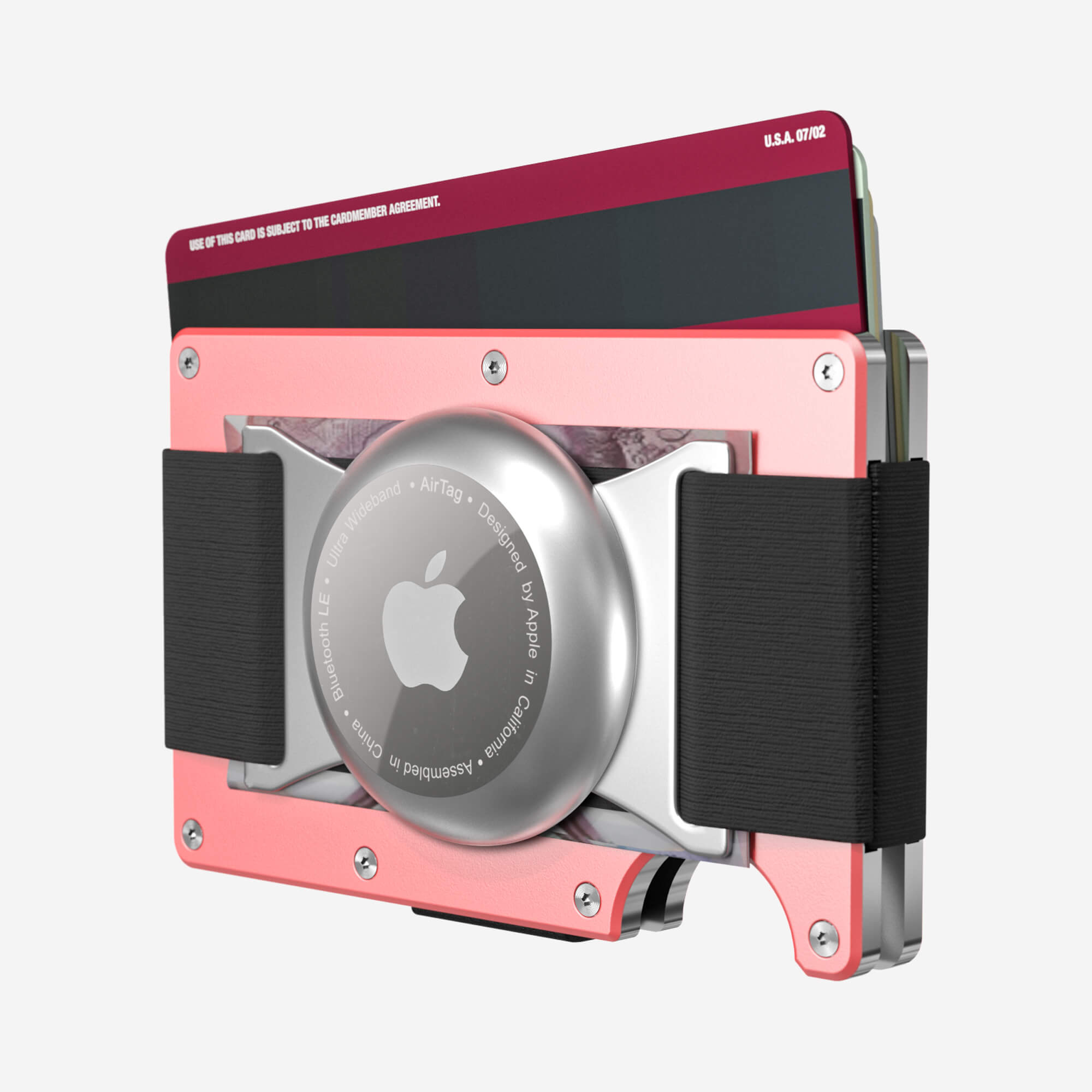 Personalised AirTag Cash Strap Wallet (Sunset Blush) Essential Bundle