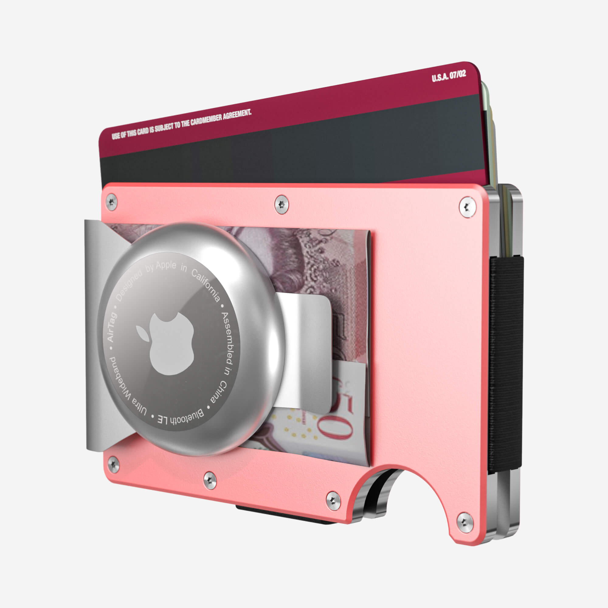 Personalised AirTag Money Clip Wallet (Sunset Blush) Essential Bundle