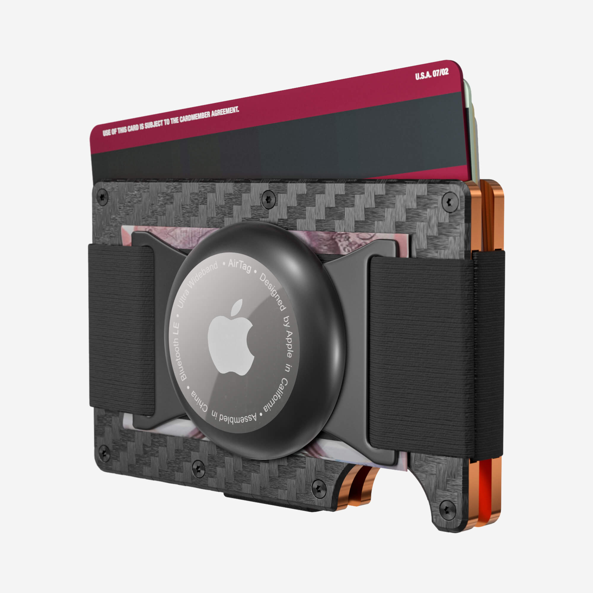 002 AirTag Cash Strap Wallet (Stealth Black/Ventura Orange)