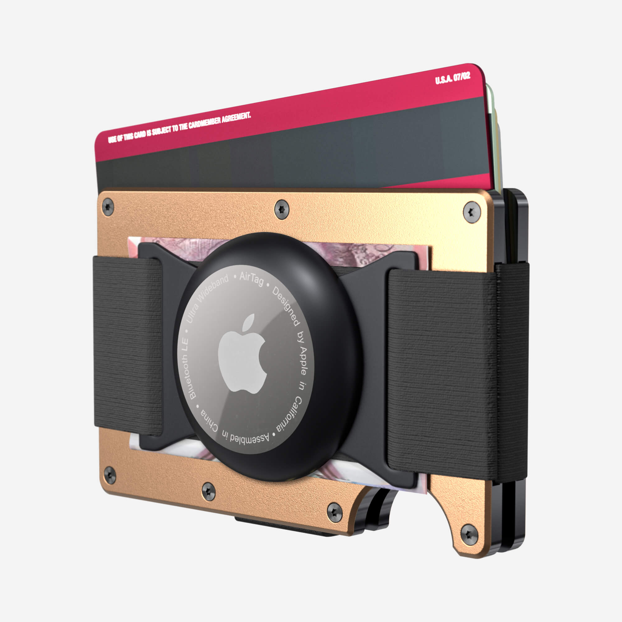 Personalised AirTag Cash Strap Wallet (Spectre Gold) Essential Bundle