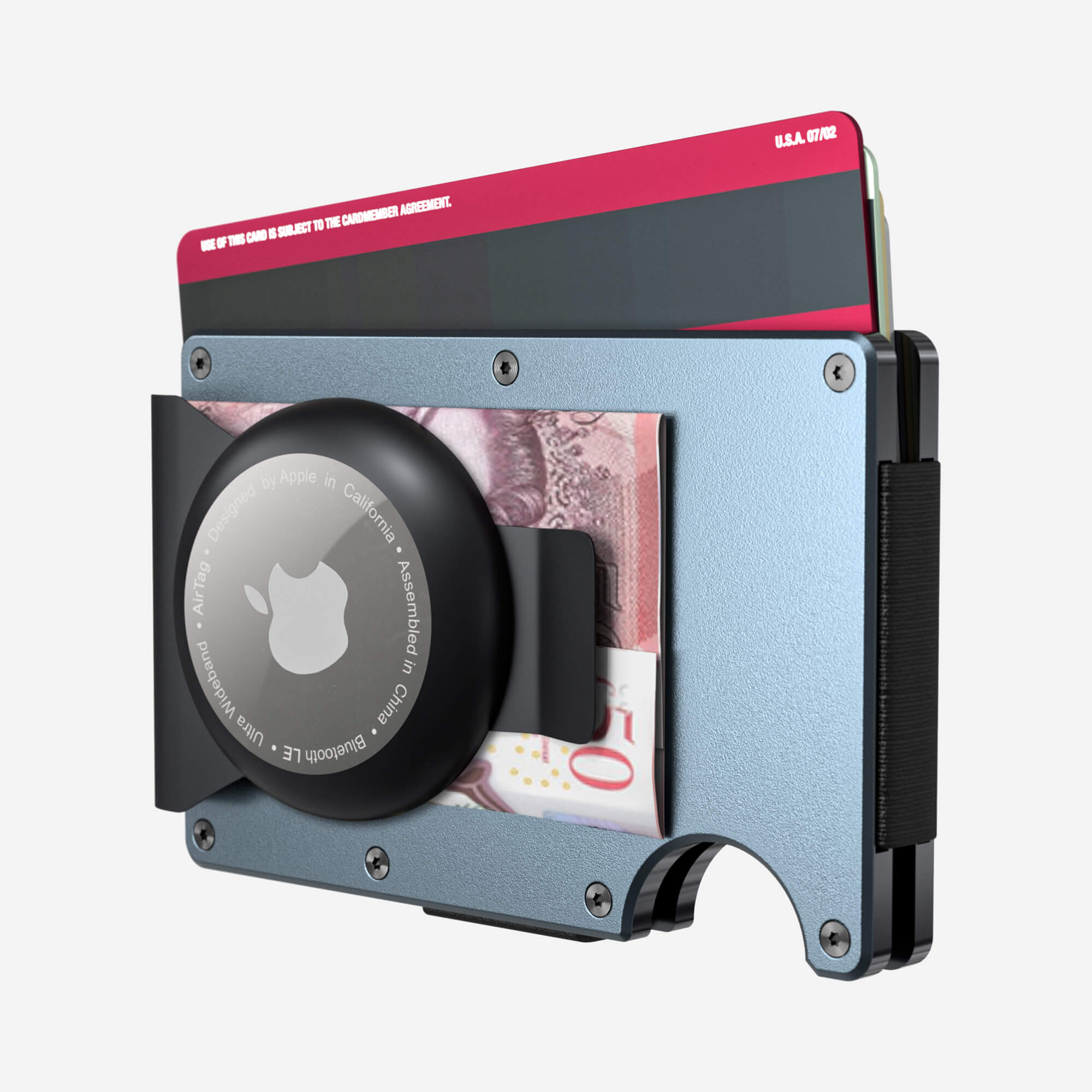 Personalised AirTag Money Clip Wallet (Forza Grey) Essential Bundle