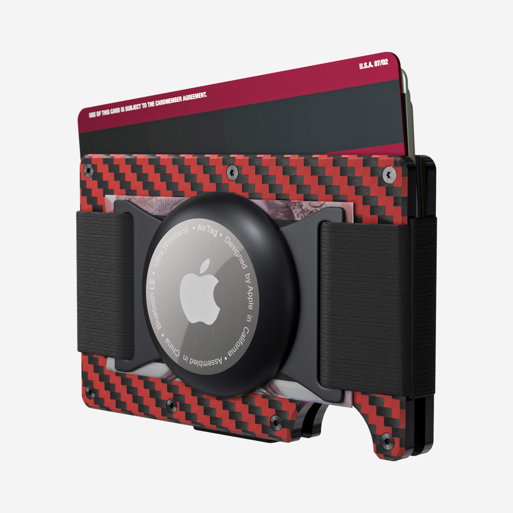 AirTag Cash Strap Wallet (Diablo Red/Stealth Black) Everyday Bundle