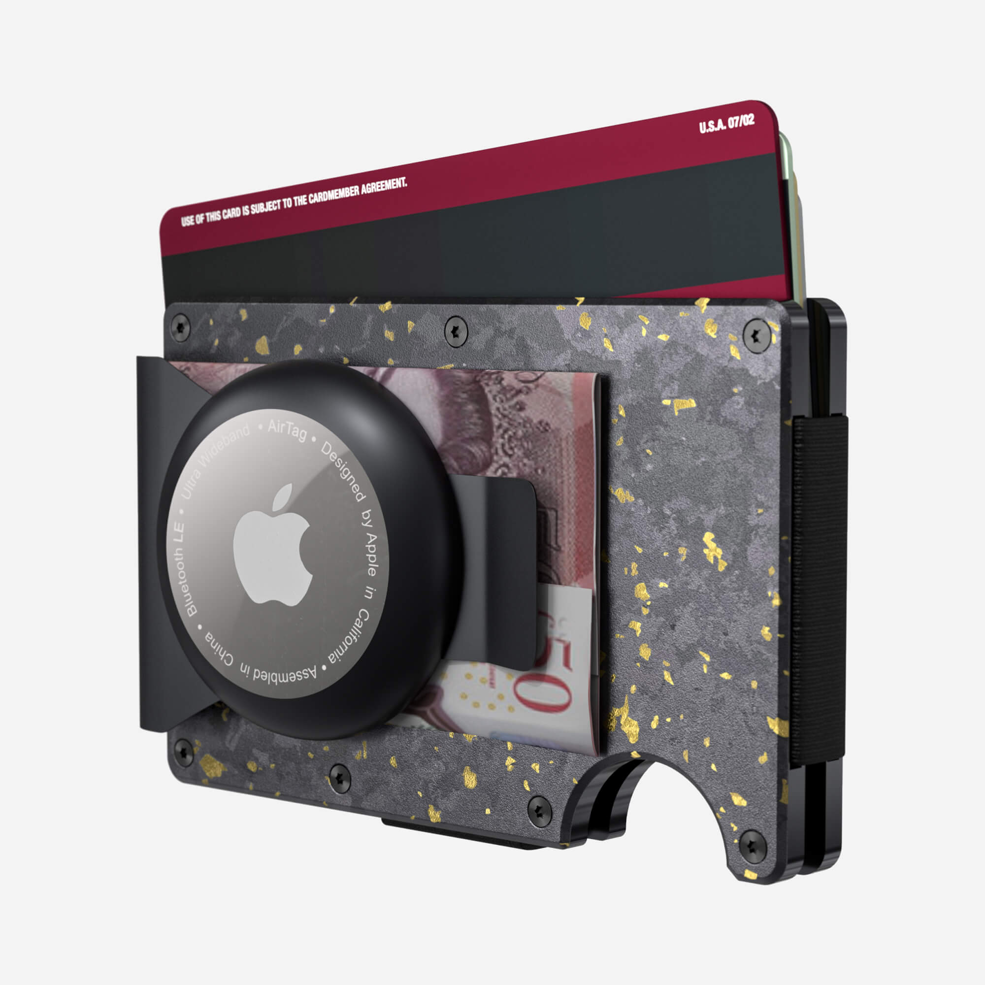 AirTag Money Clip Wallet (Nero/Oro) Everyday Bundle