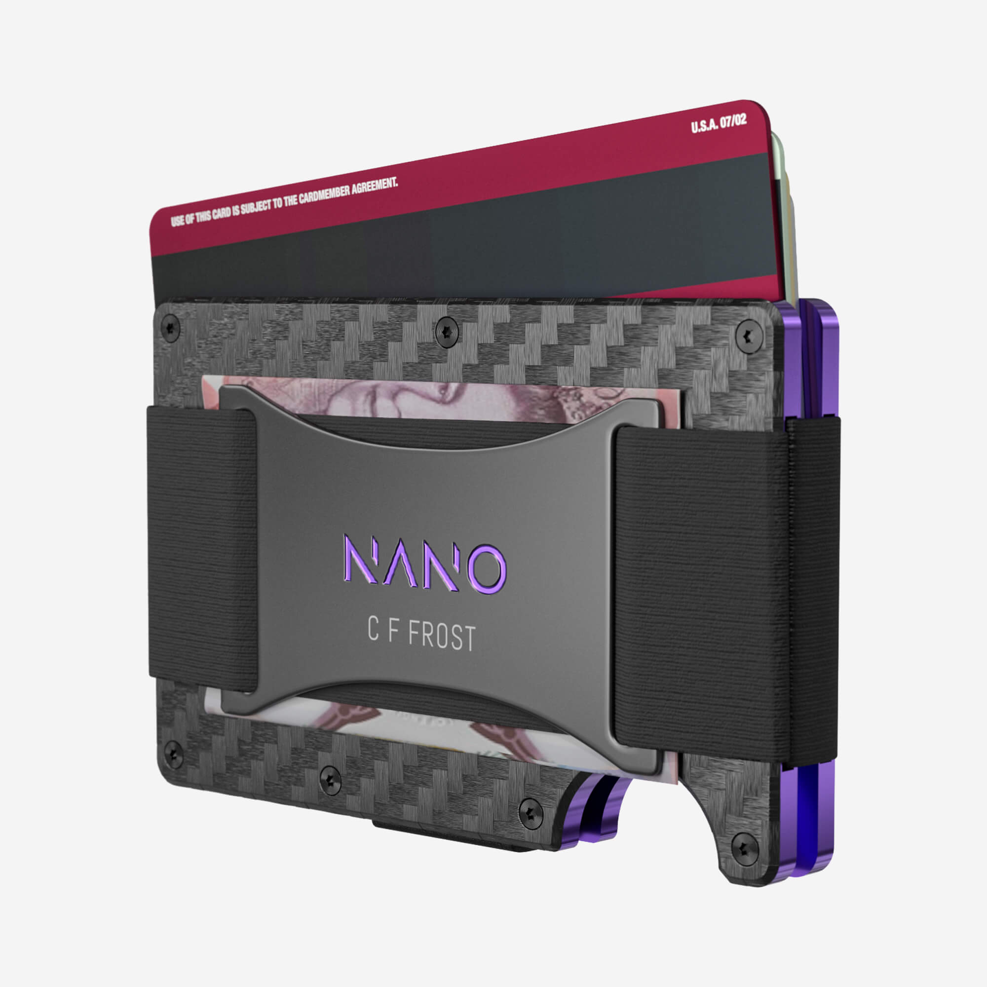001 Personalised Cash Strap Wallet (Stealth Black/Nebula Purple)