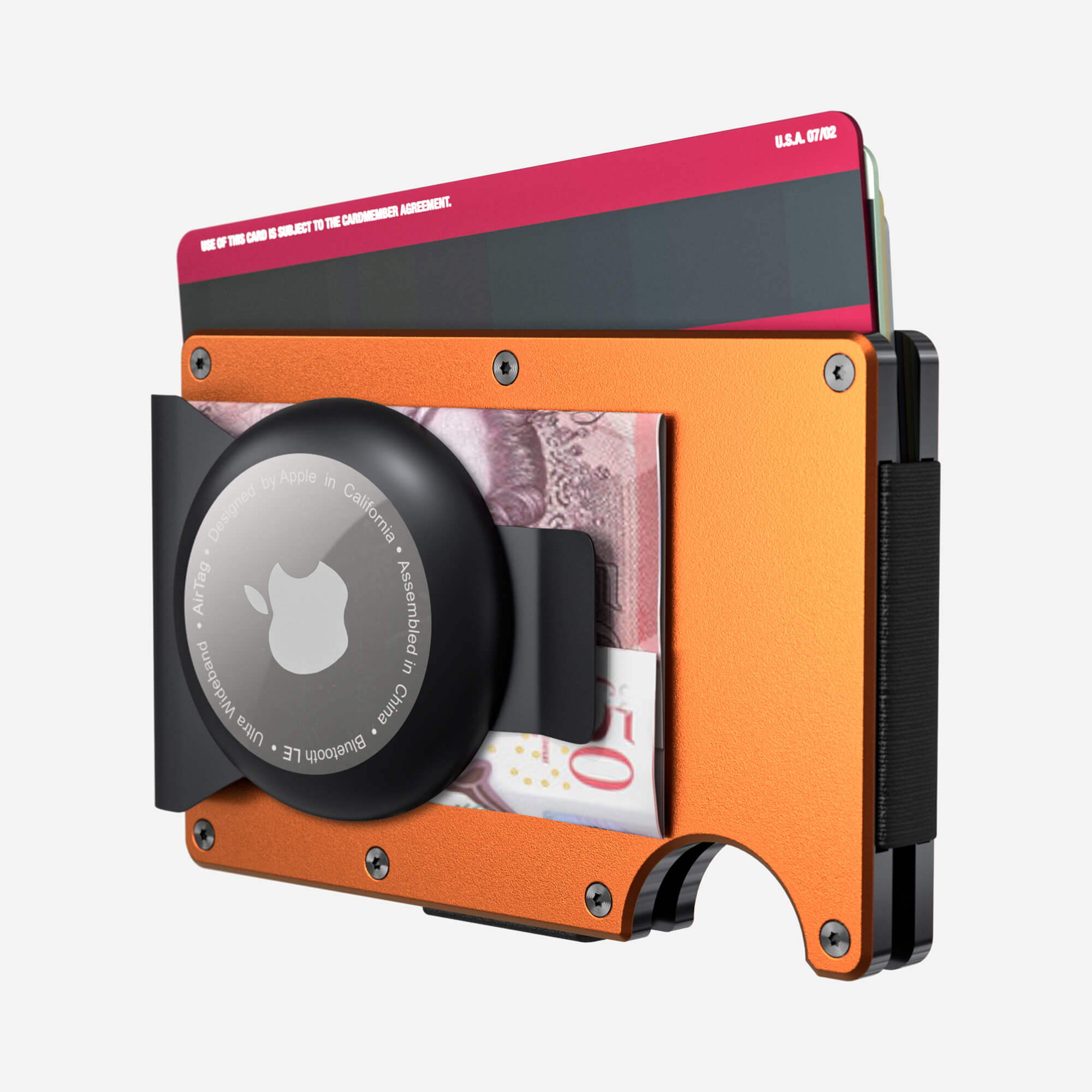 Personalised AirTag Money Clip Wallet (Ventura Orange) Essential Bundle