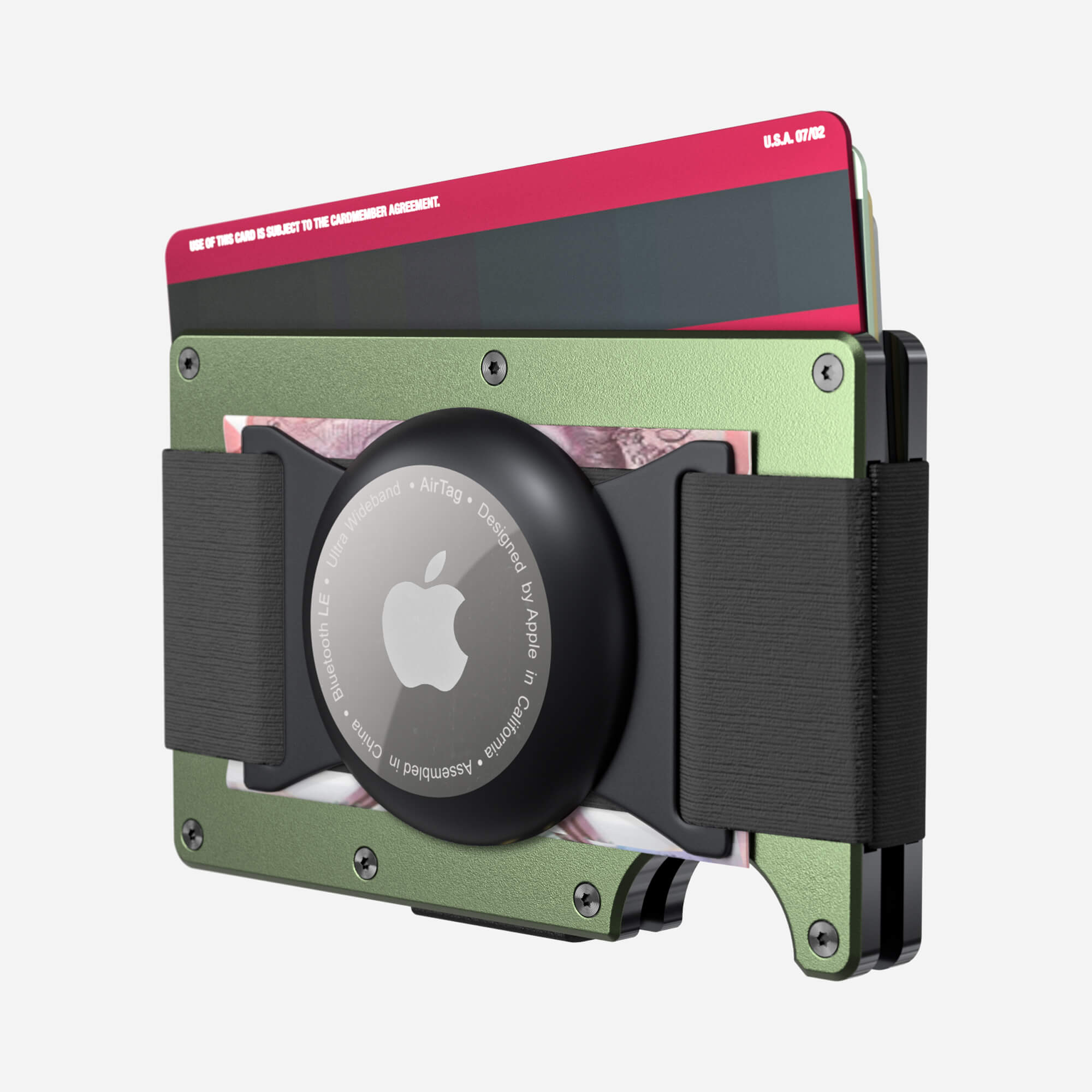 Personalised AirTag Cash Strap Wallet (Heritage Green) Essential Bundle