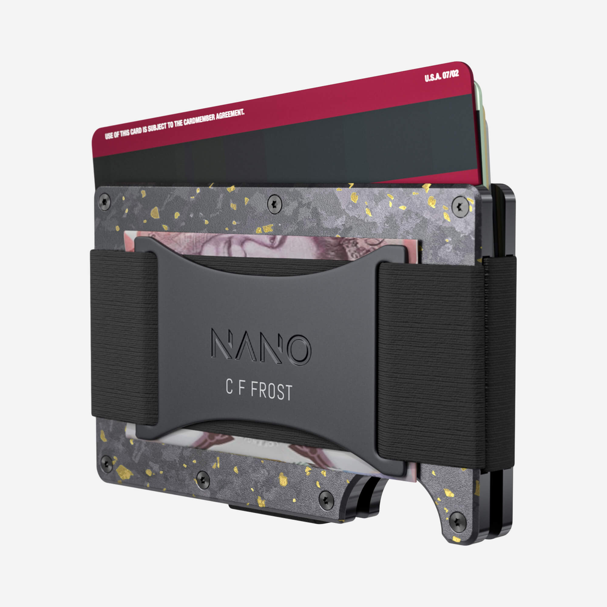 Personalised Cash Strap Wallet (Nero/Oro) Everyday Bundle