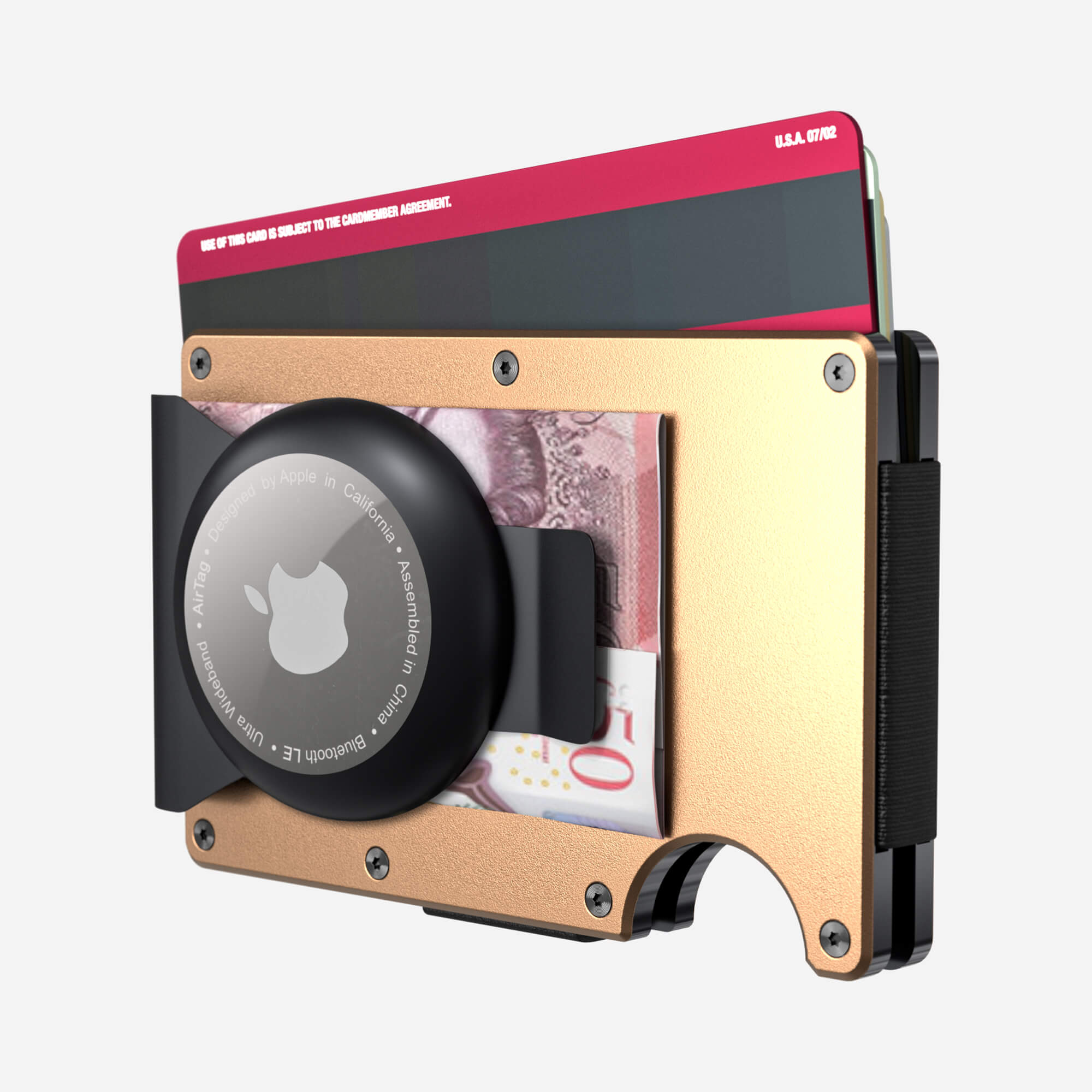 Personalised AirTag Money Clip Wallet (Spectre Gold) Essential Bundle