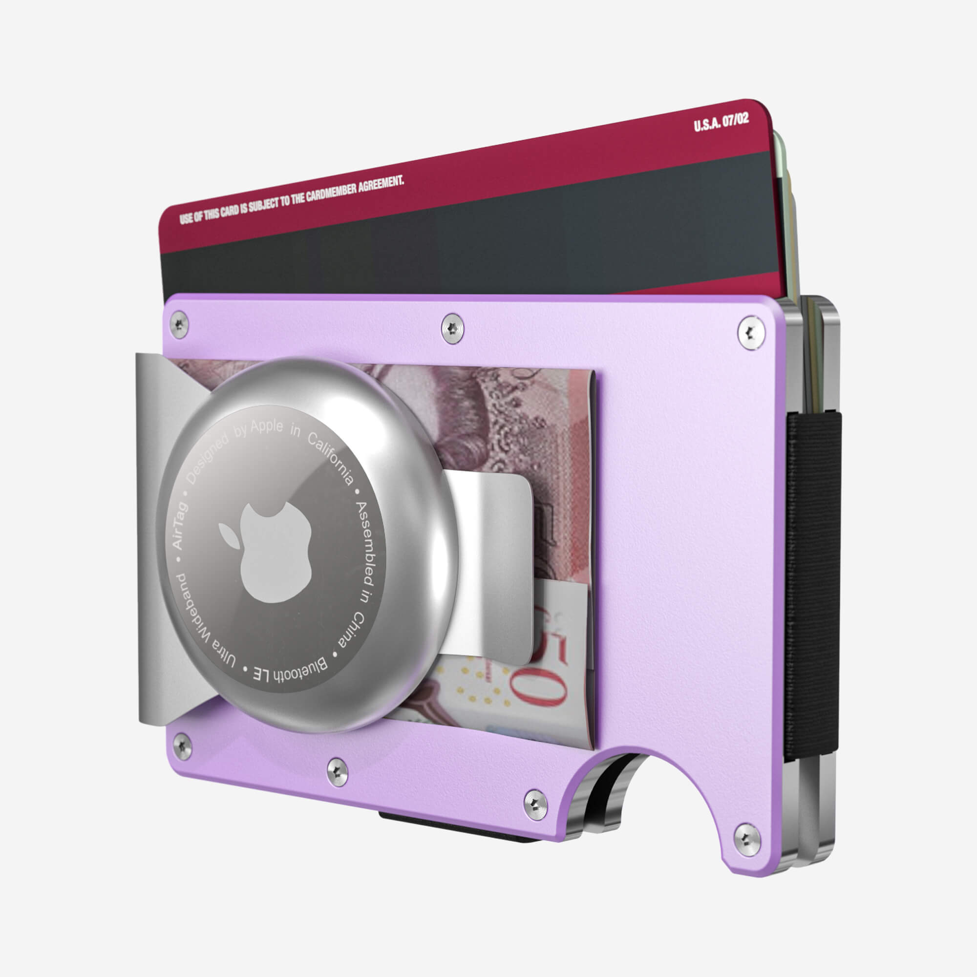 Personalised AirTag Money Clip Wallet (Twilight Lilac) Essential Bundle