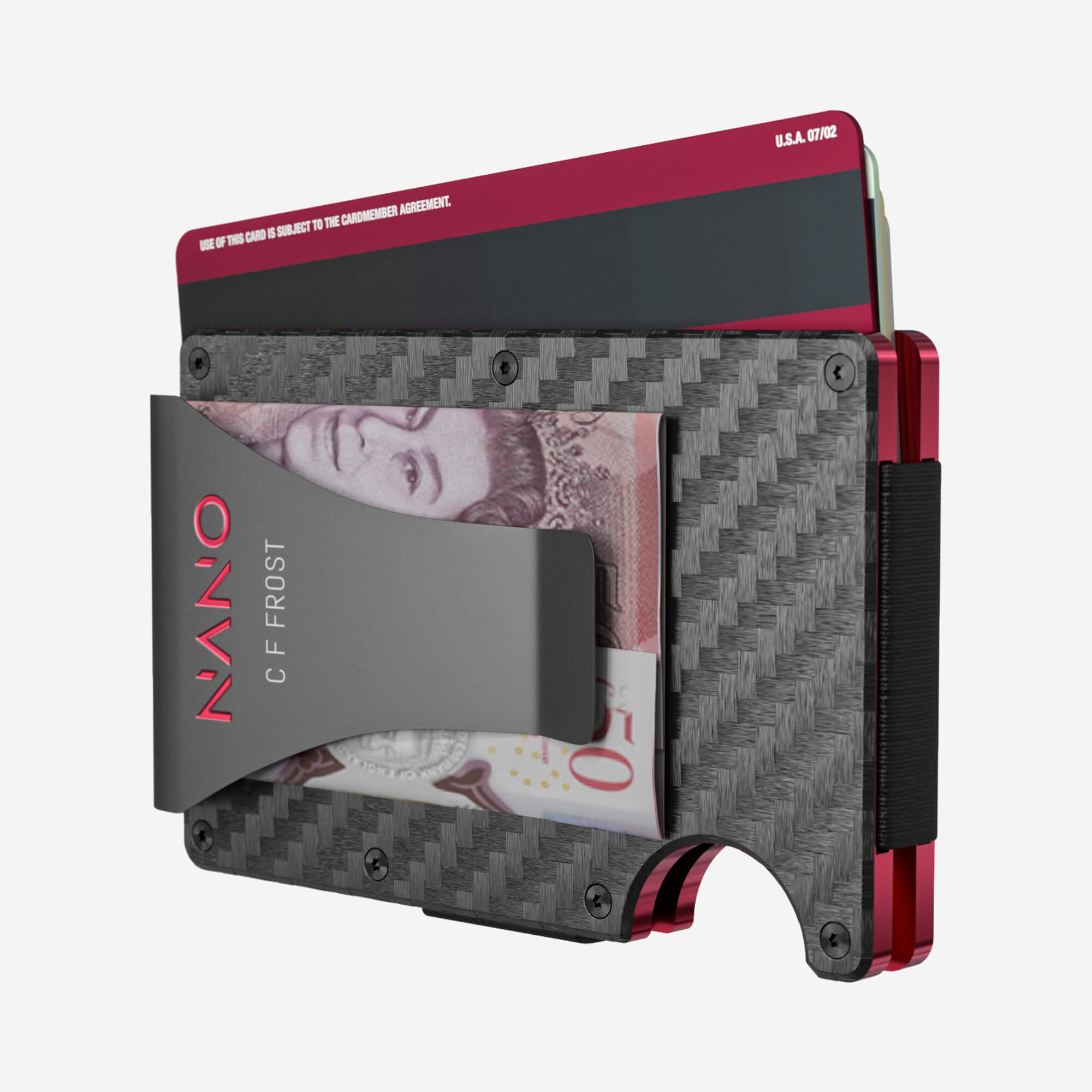 003 Personalised Money Clip Wallet (Stealth Black/Volcano Red)
