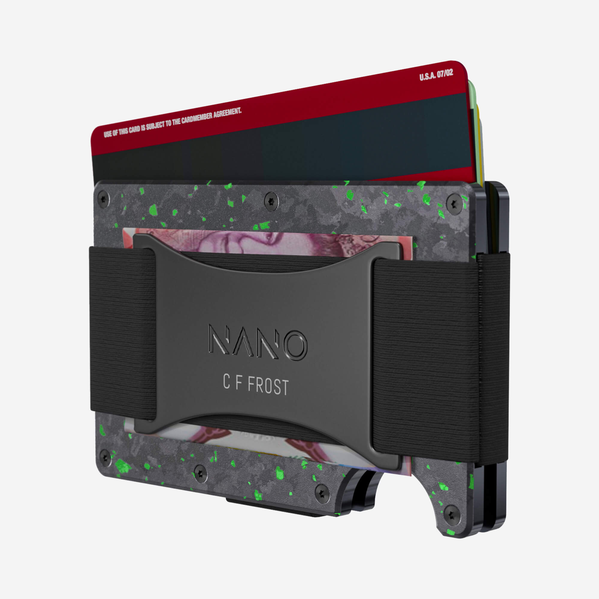 Personalised Cash Strap Wallet (Nero/Verde) Everyday Bundle