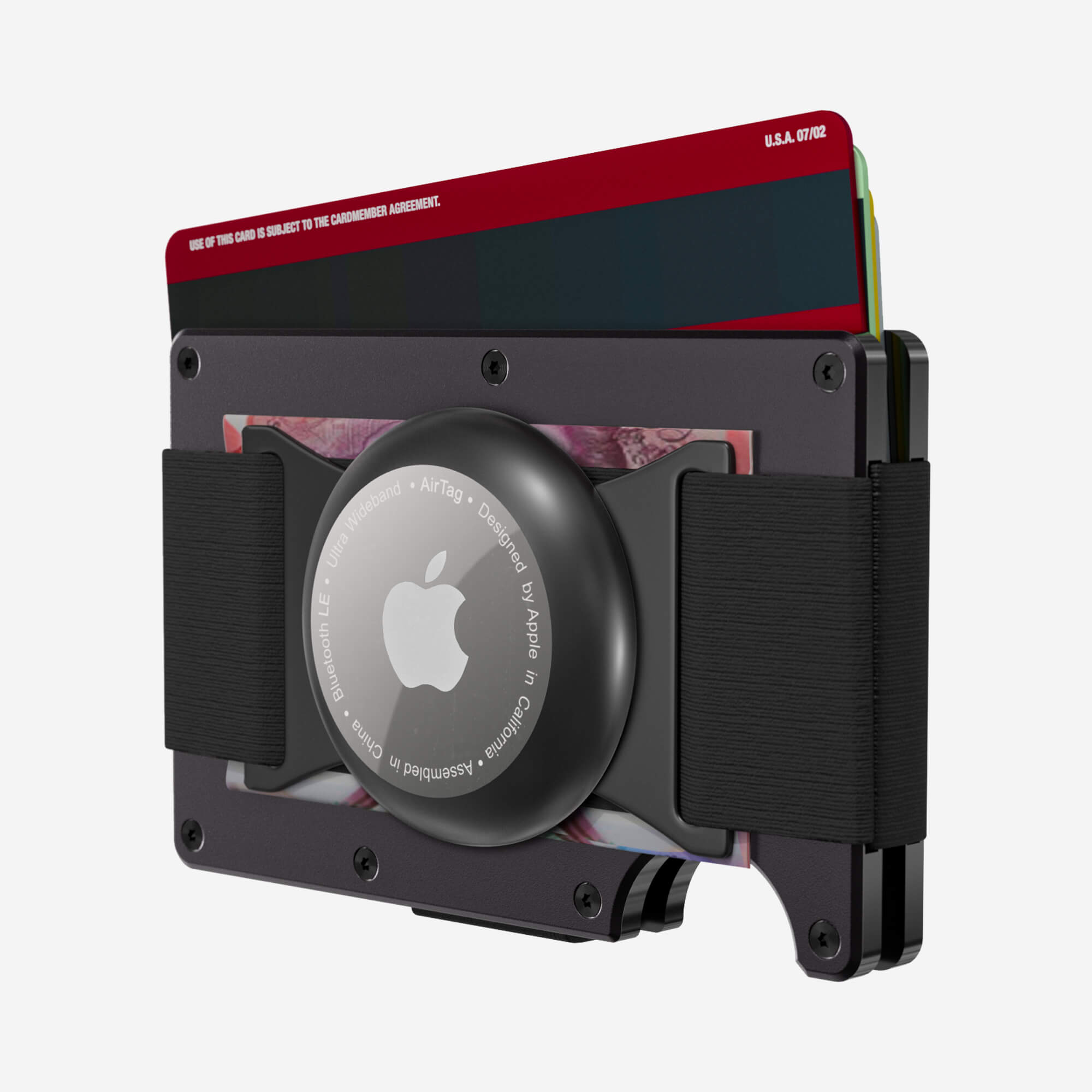 Personalised AirTag Cash Strap Wallet (Phantom Black) Ultimate Bundle