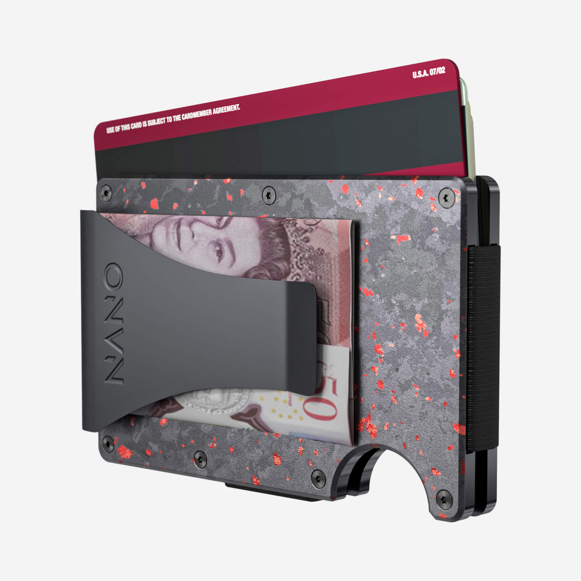 Money Clip Wallet (Nero/Rosso)