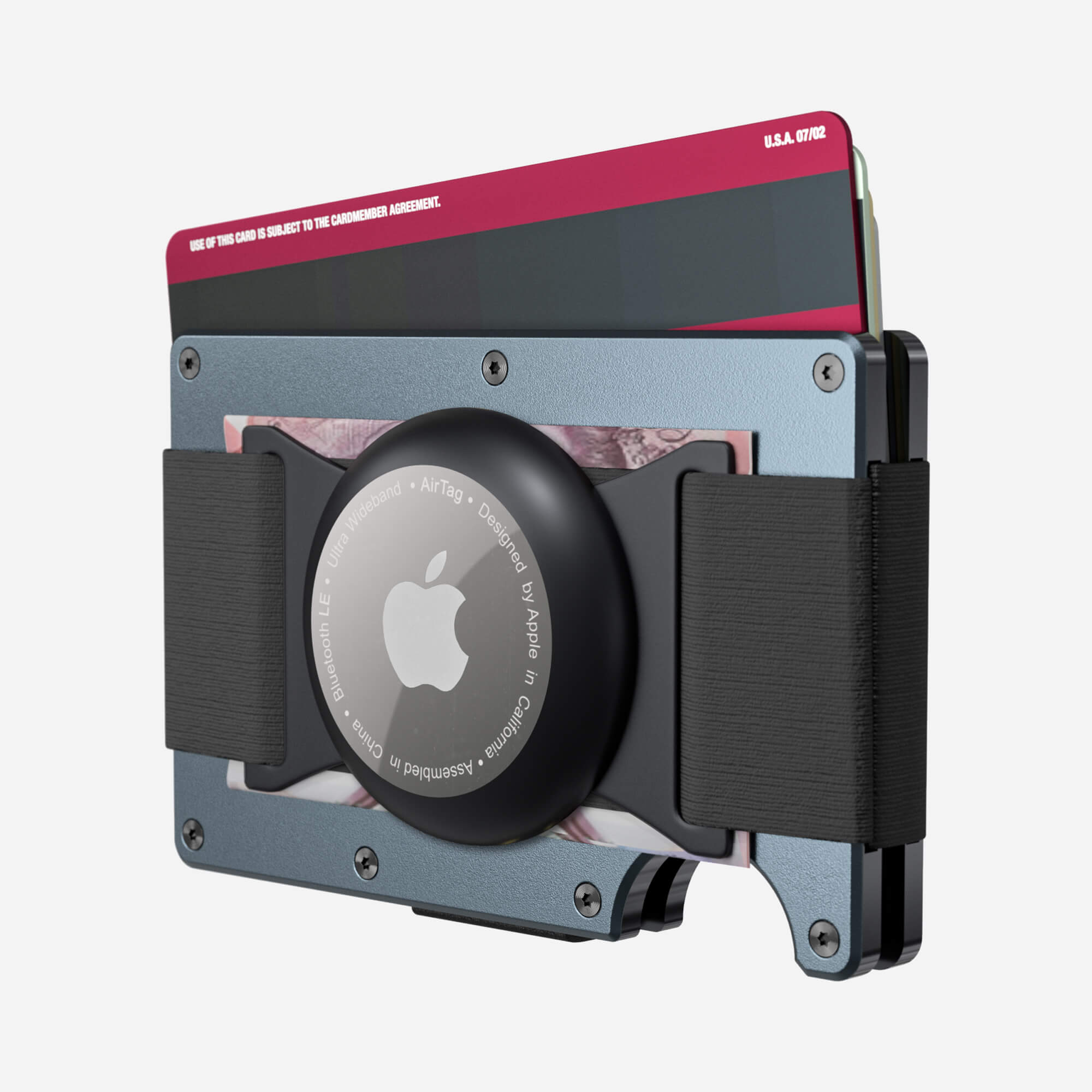 Personalised AirTag Cash Strap Wallet (Forza Grey)