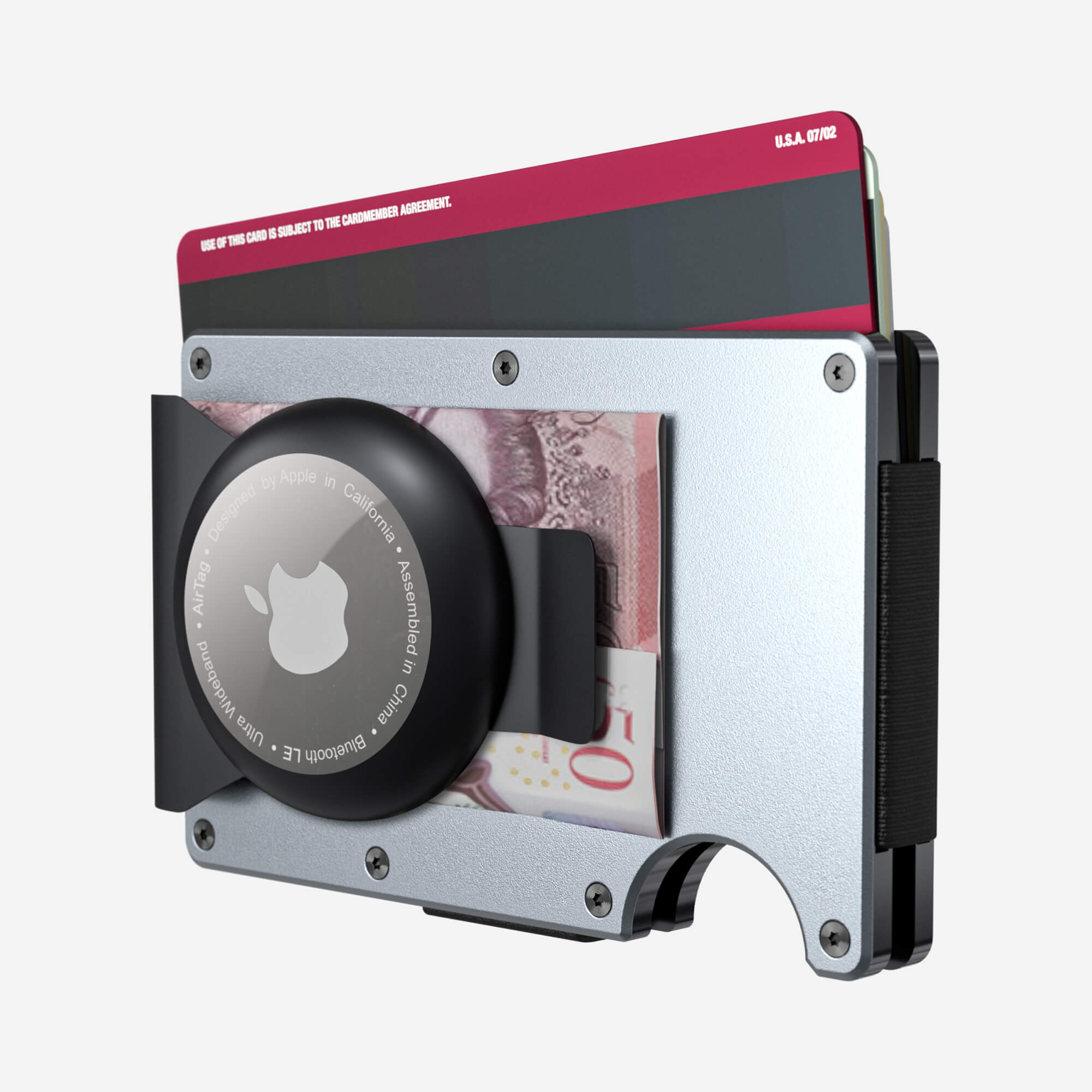 Personalised AirTag Money Clip Wallet (Spyder Grey) Essential Bundle