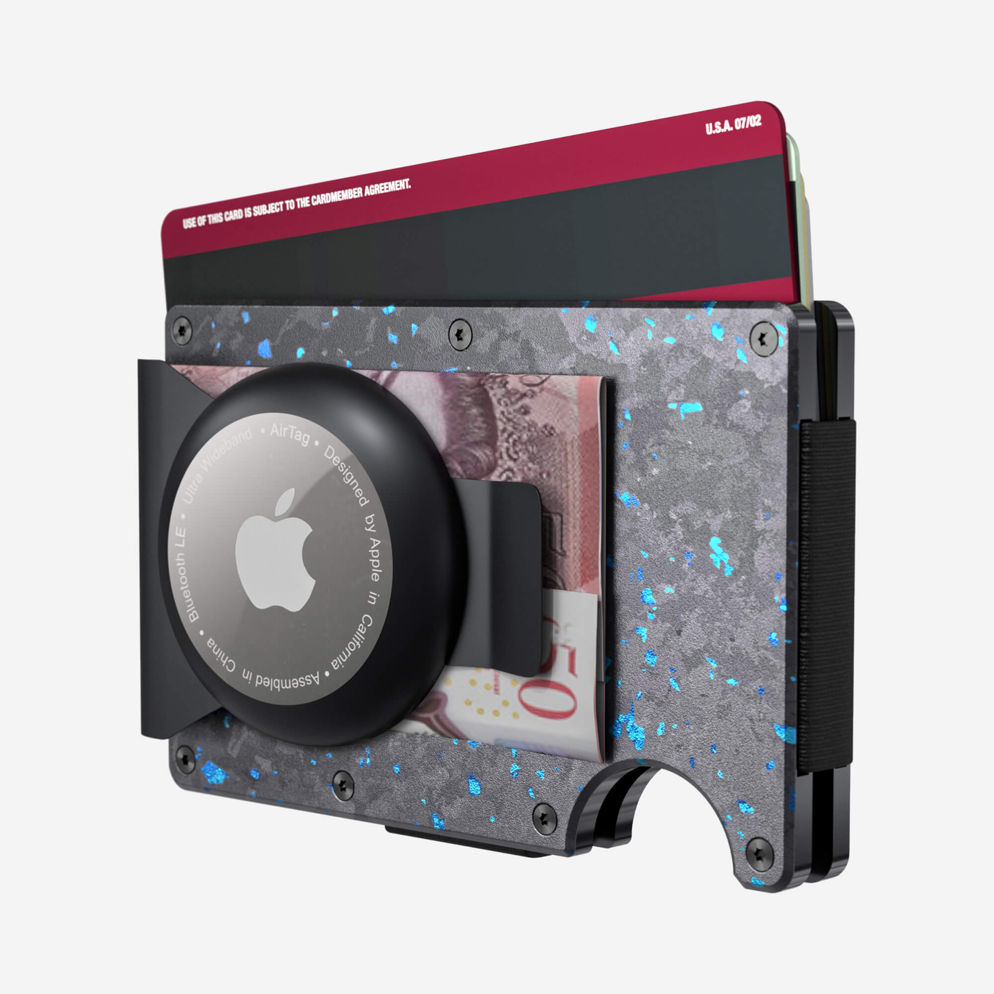 AirTag Money Clip Wallet (Nero/Azzuro) Everyday Bundle