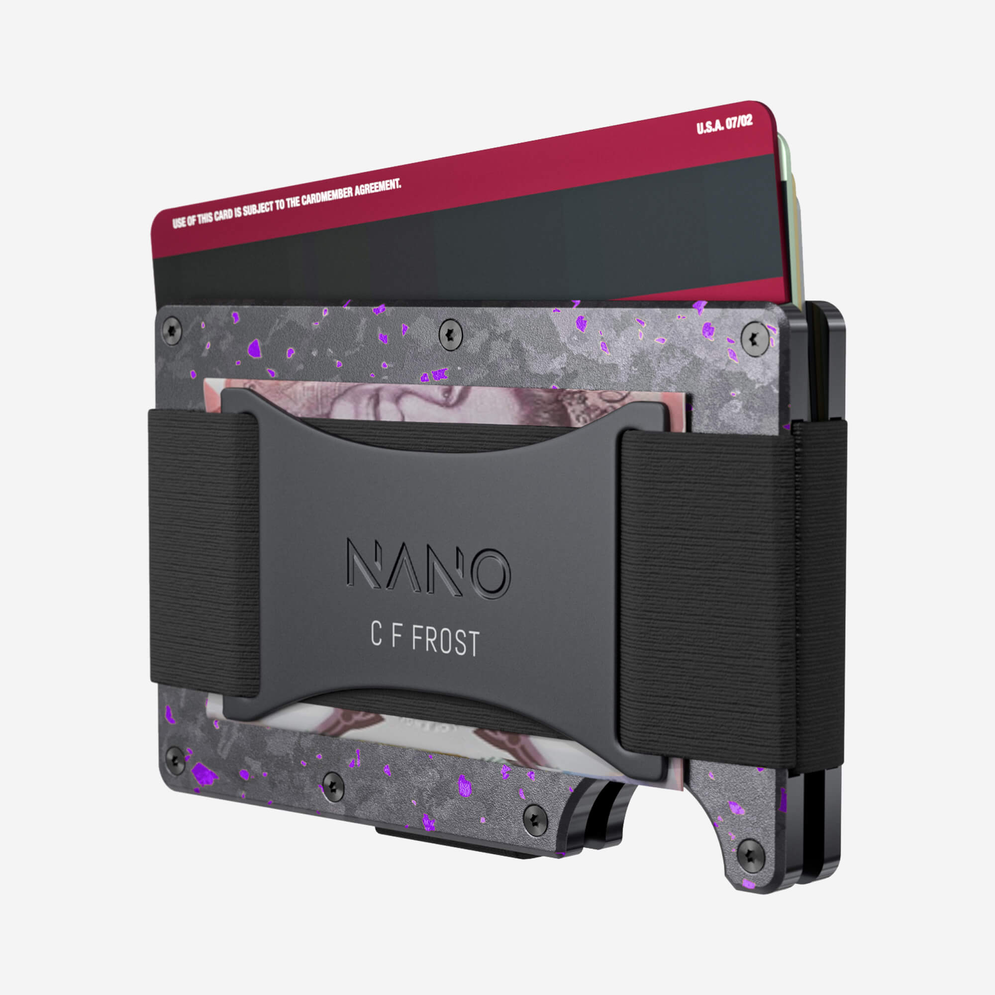 Personalised Cash Strap Wallet (Nero/Viola) Everyday Bundle