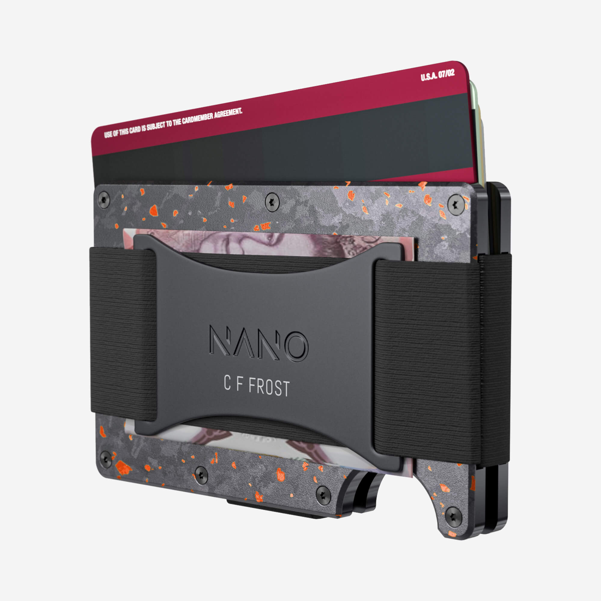 Personalised Cash Strap Wallet (Nero/Arancione) Everyday Bundle