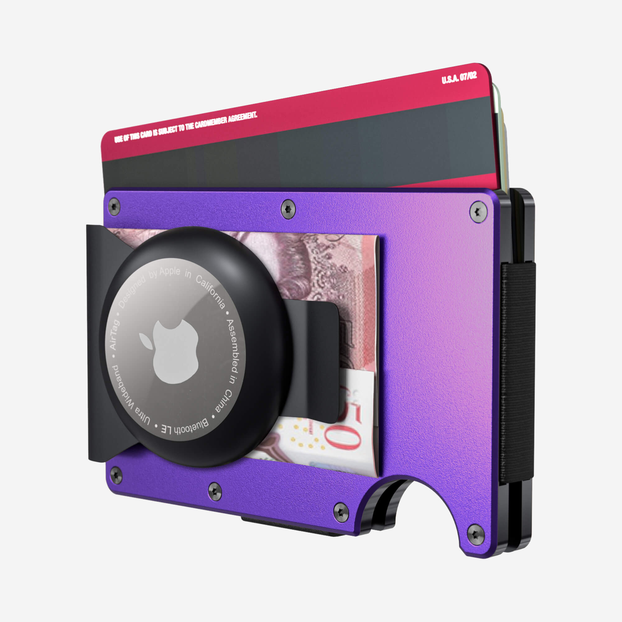 Personalised AirTag Money Clip Wallet (Nebula Purple) Essential Bundle