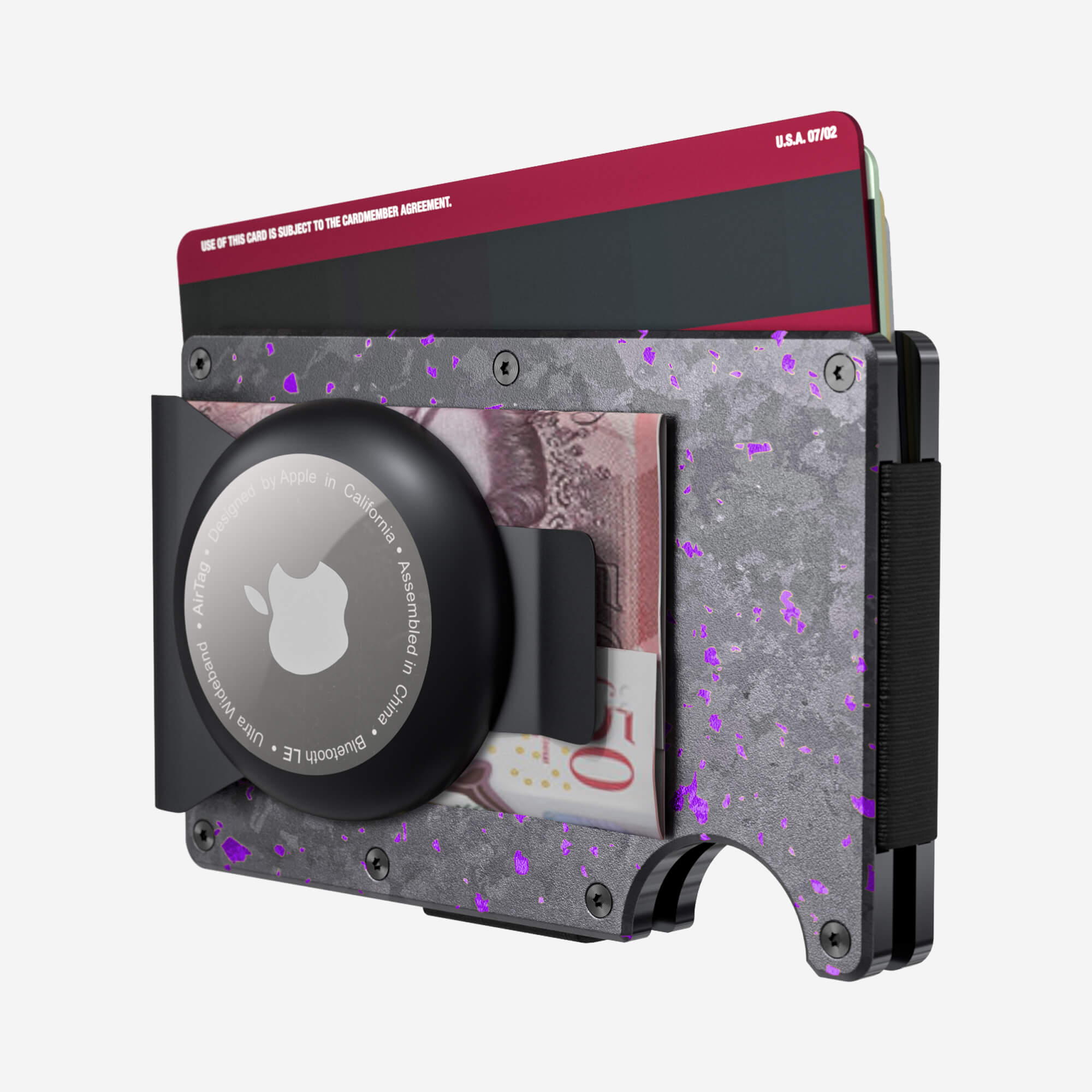 AirTag Money Clip Wallet (Nero/Viola) Essential Bundle