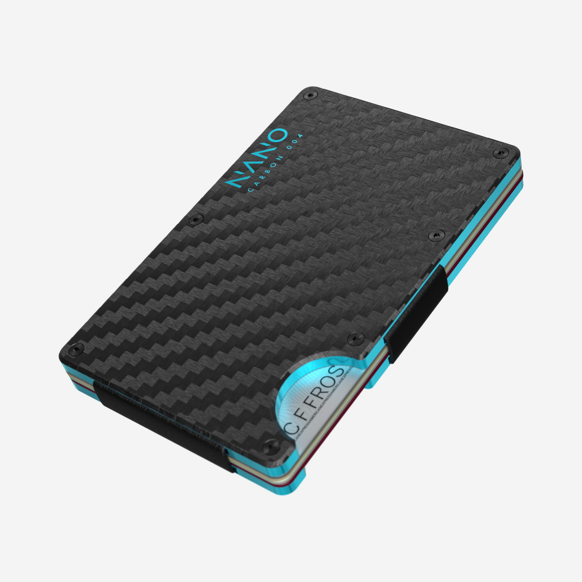 004 Personalised Money Clip Wallet (Stealth Black/Miami Blue)