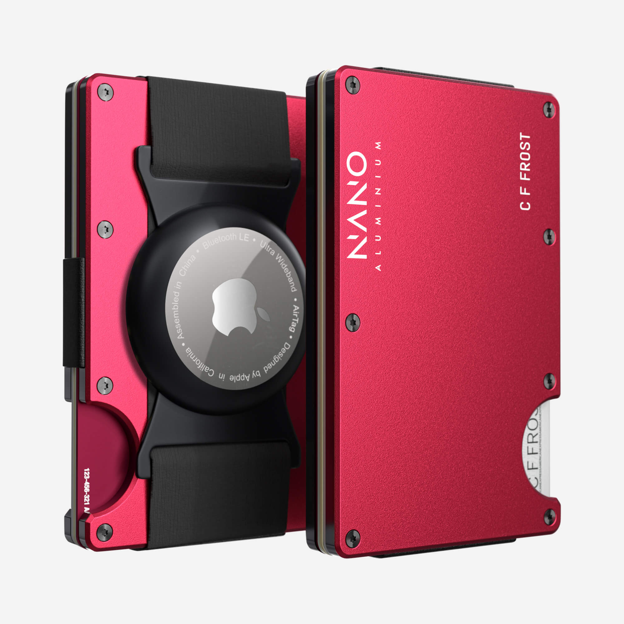 Personalised AirTag Cash Strap Wallet (Volcano Red) Essential Bundle