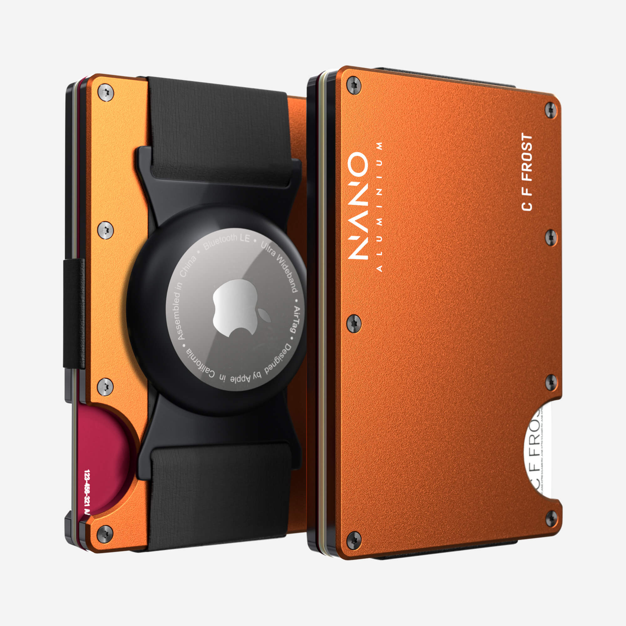 Personalised AirTag Cash Strap Wallet (Ventura Orange) Essential Bundle