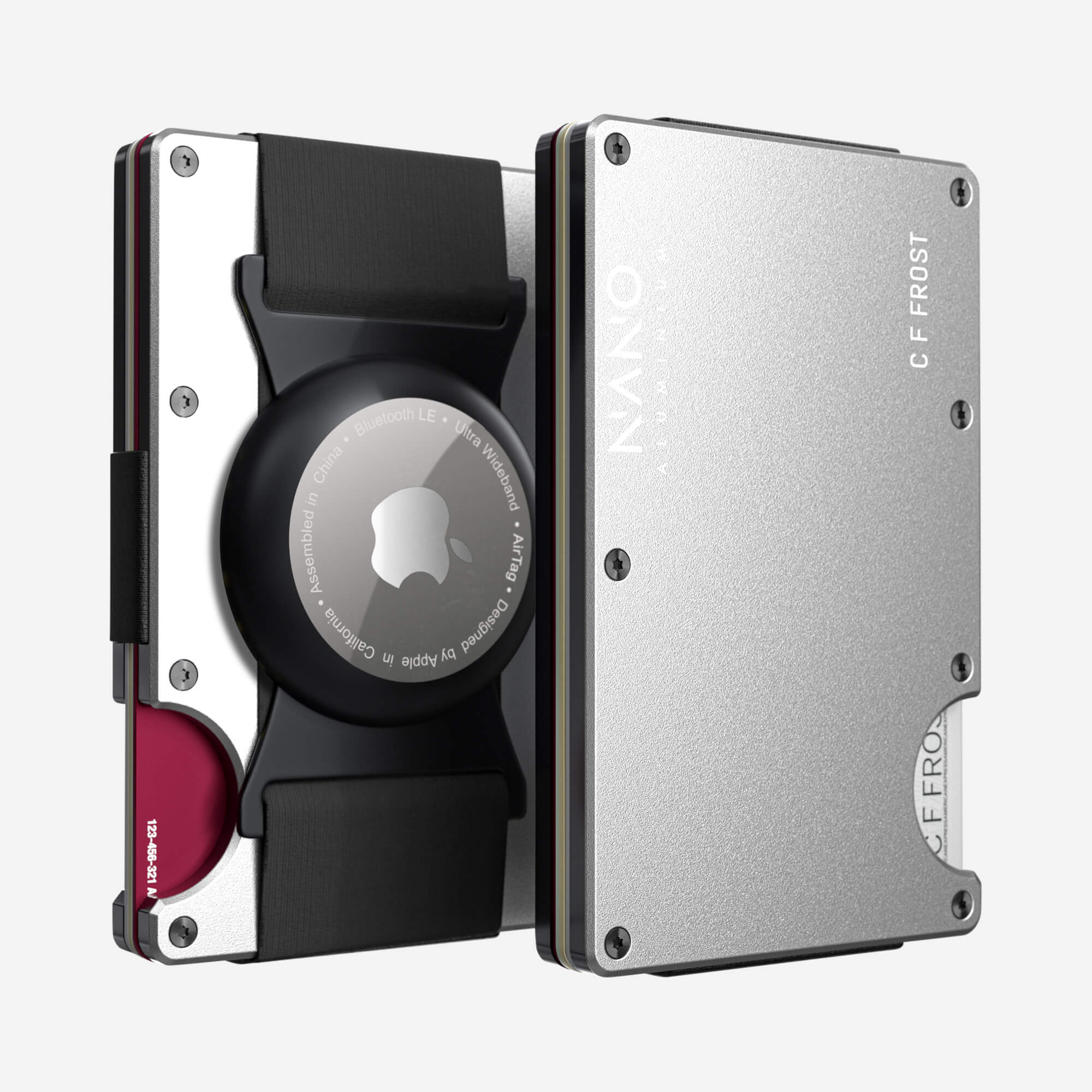 Personalised AirTag Cash Strap Wallet (Ghost Silver) Essential Bundle