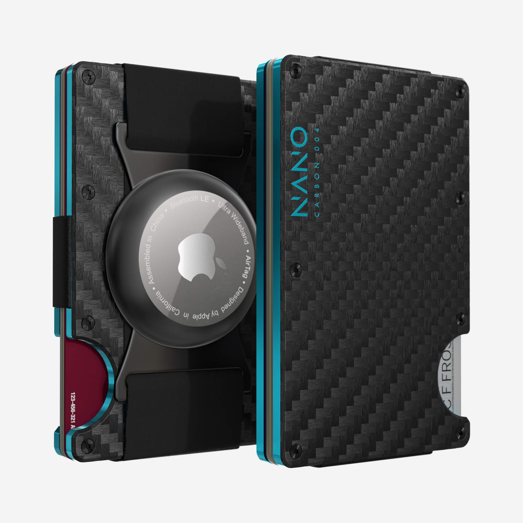 004 AirTag Cash Strap Wallet (Stealth Black/Miami Blue)