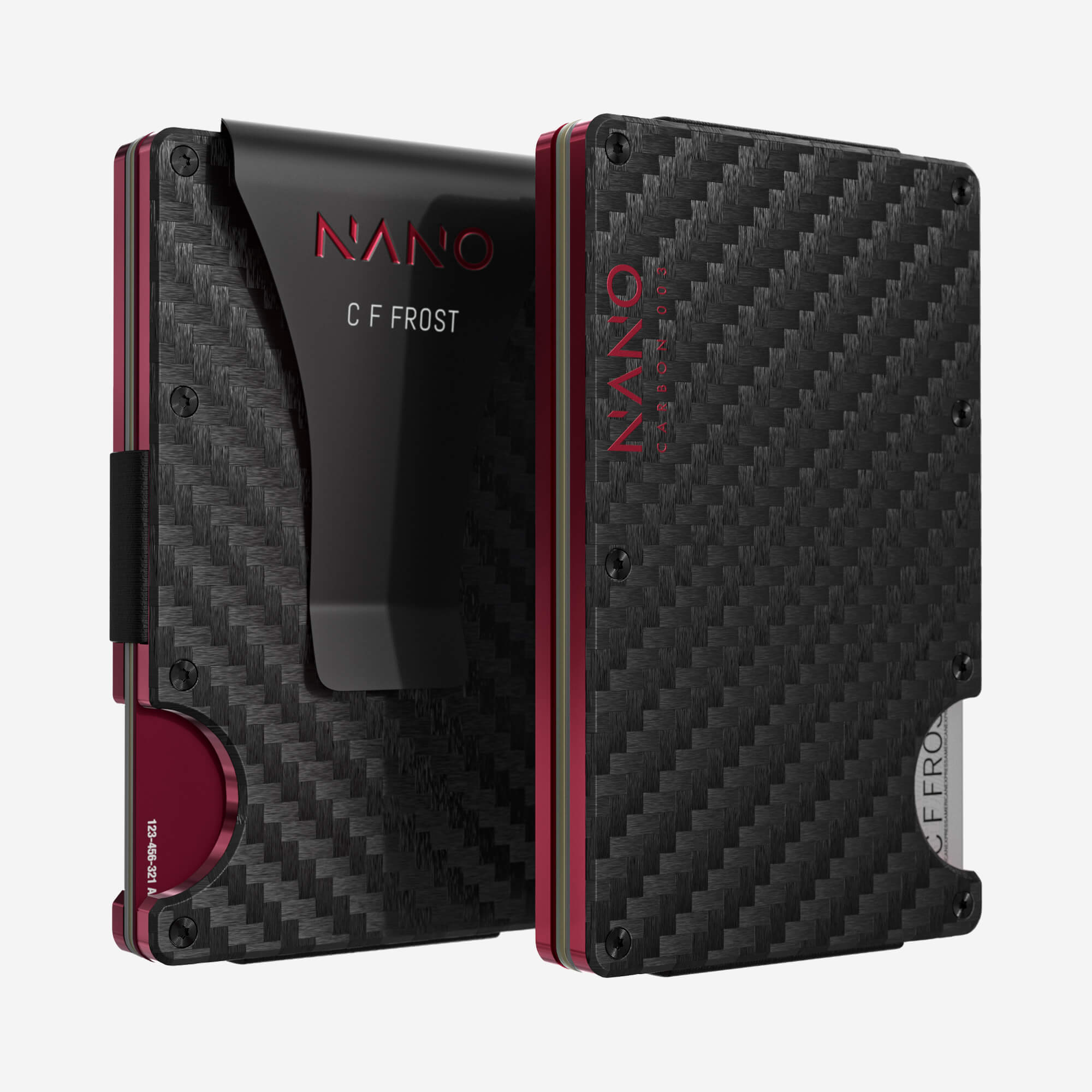 003 Personalised Money Clip Wallet (Stealth Black/Volcano Red)