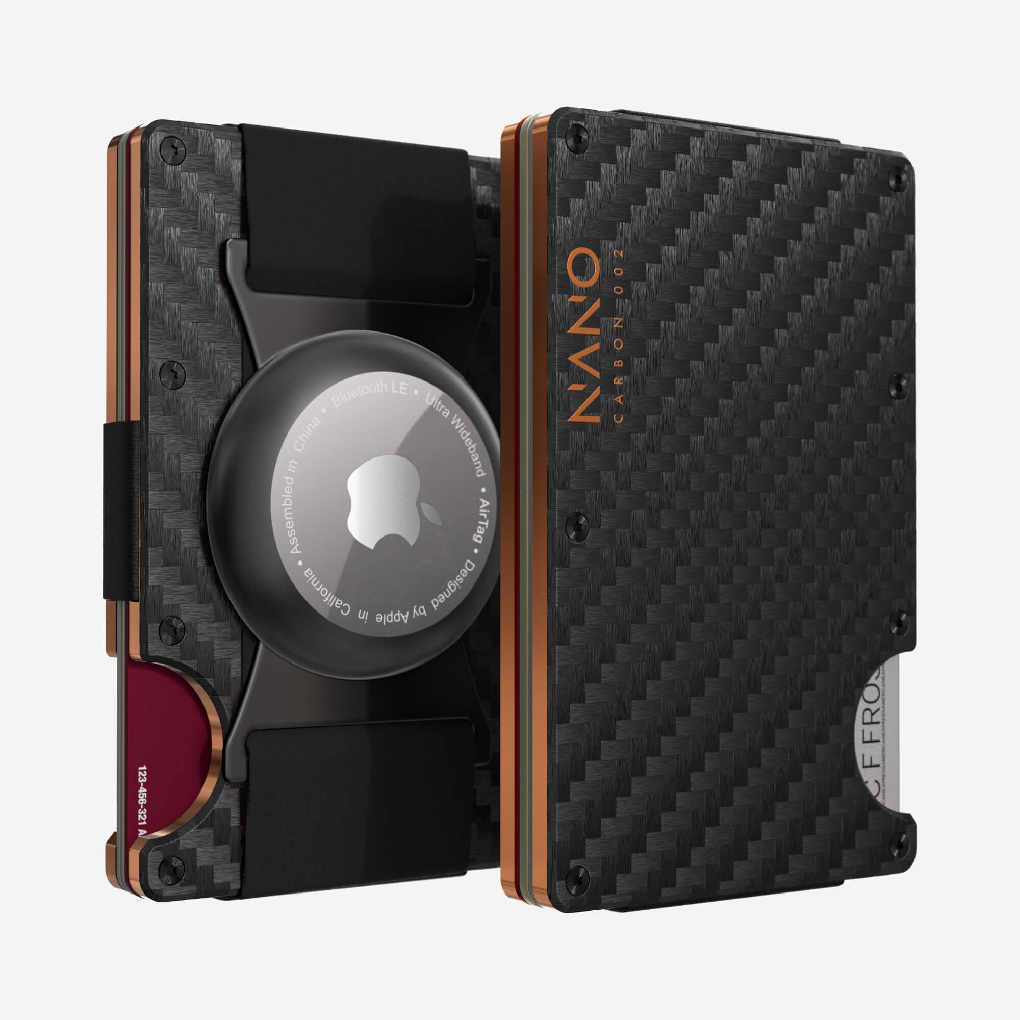 002 AirTag Cash Strap Wallet (Stealth Black/Ventura Orange)