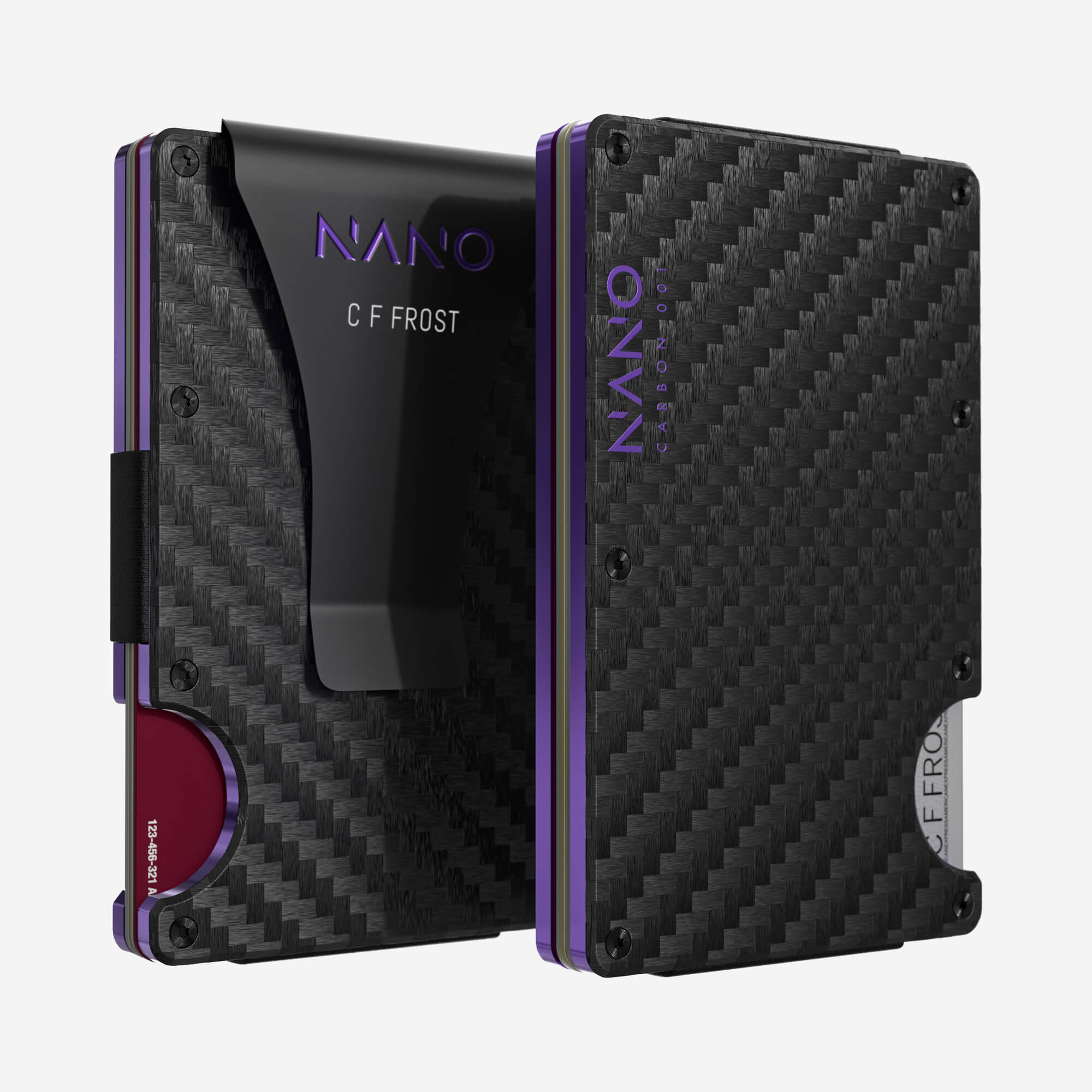 001 Personalised Money Clip Wallet (Stealth Black/Nebula Purple)