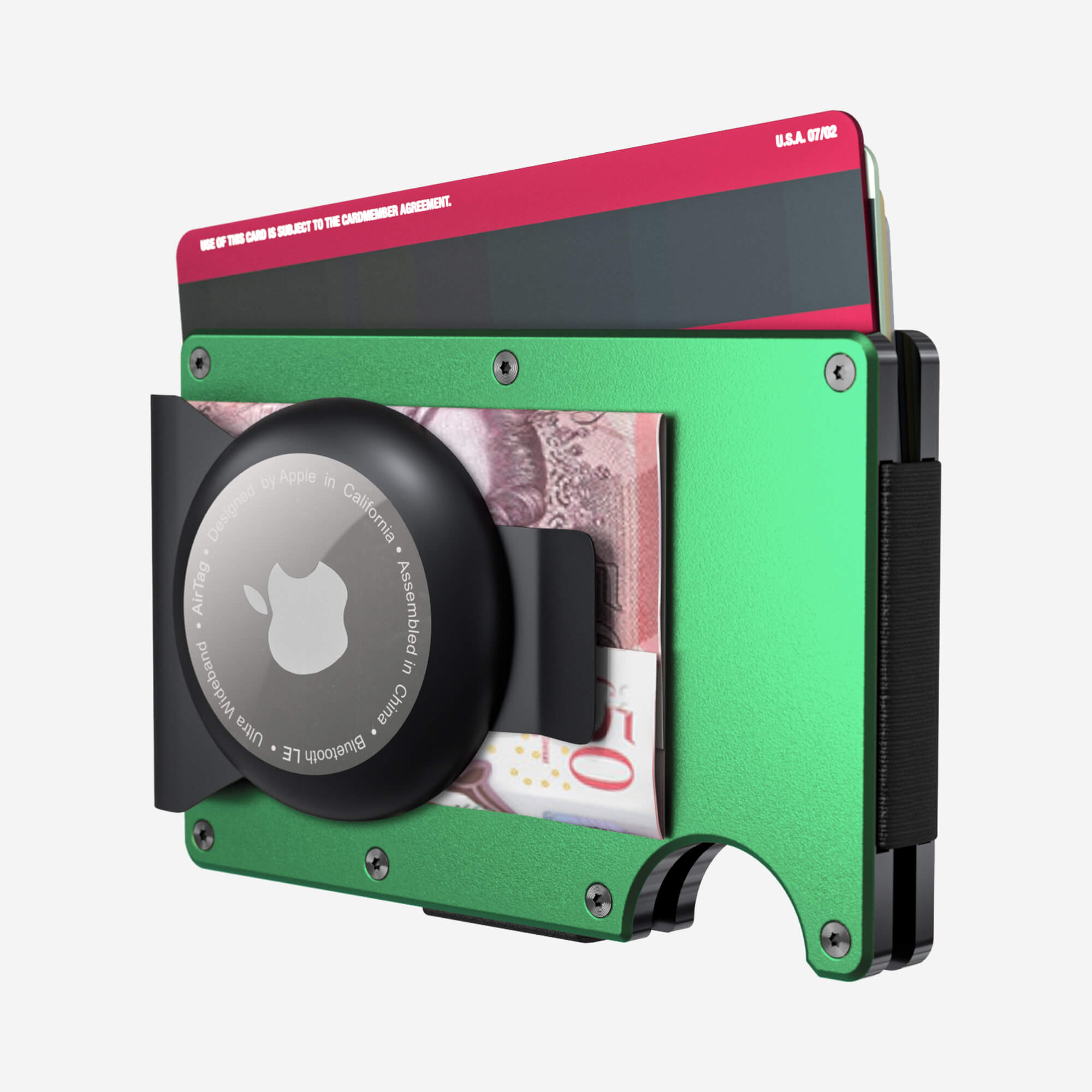 Personalised AirTag Money Clip Wallet (Viper Green)