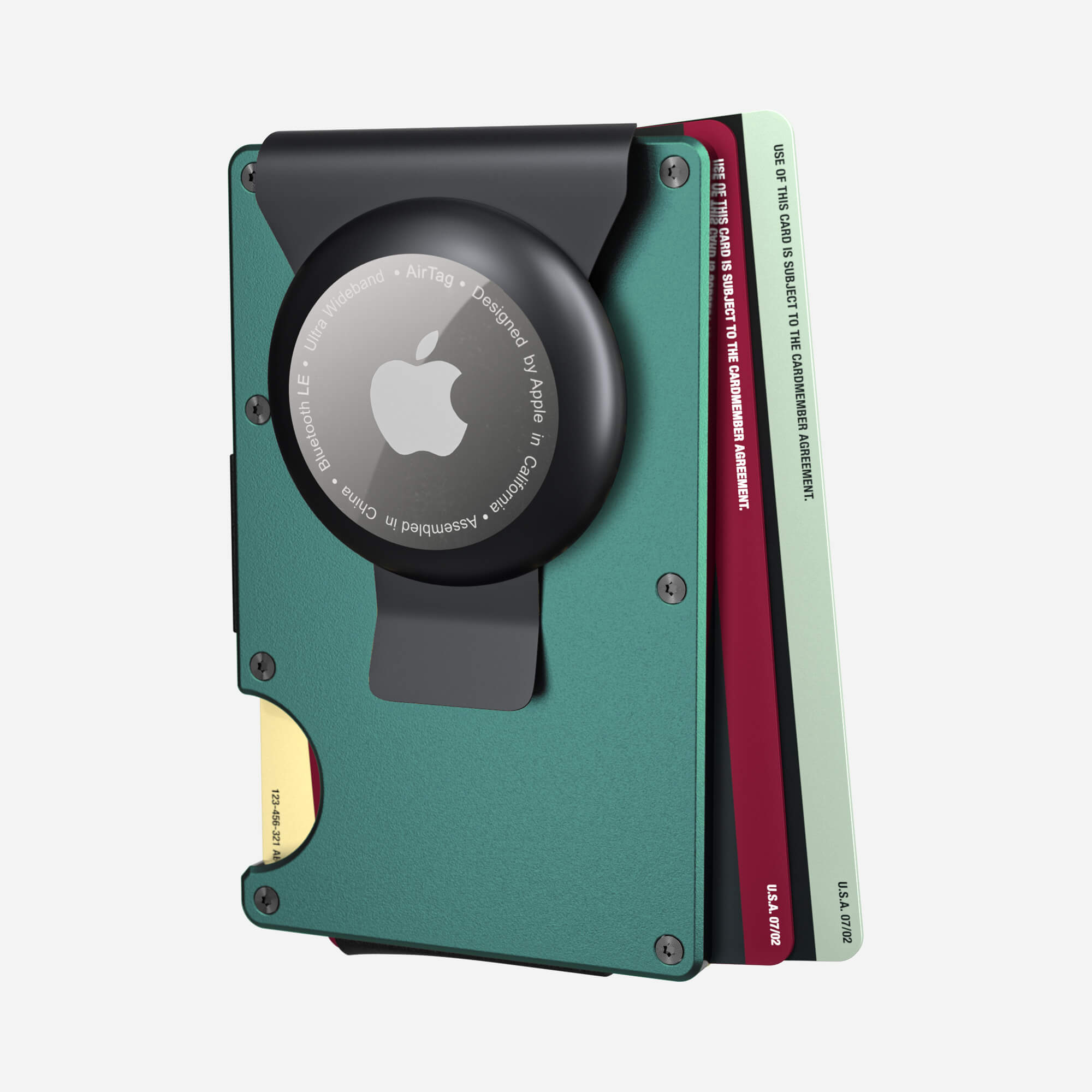 Personalised AirTag Money Clip Wallet (Racing Green) Essential Bundle