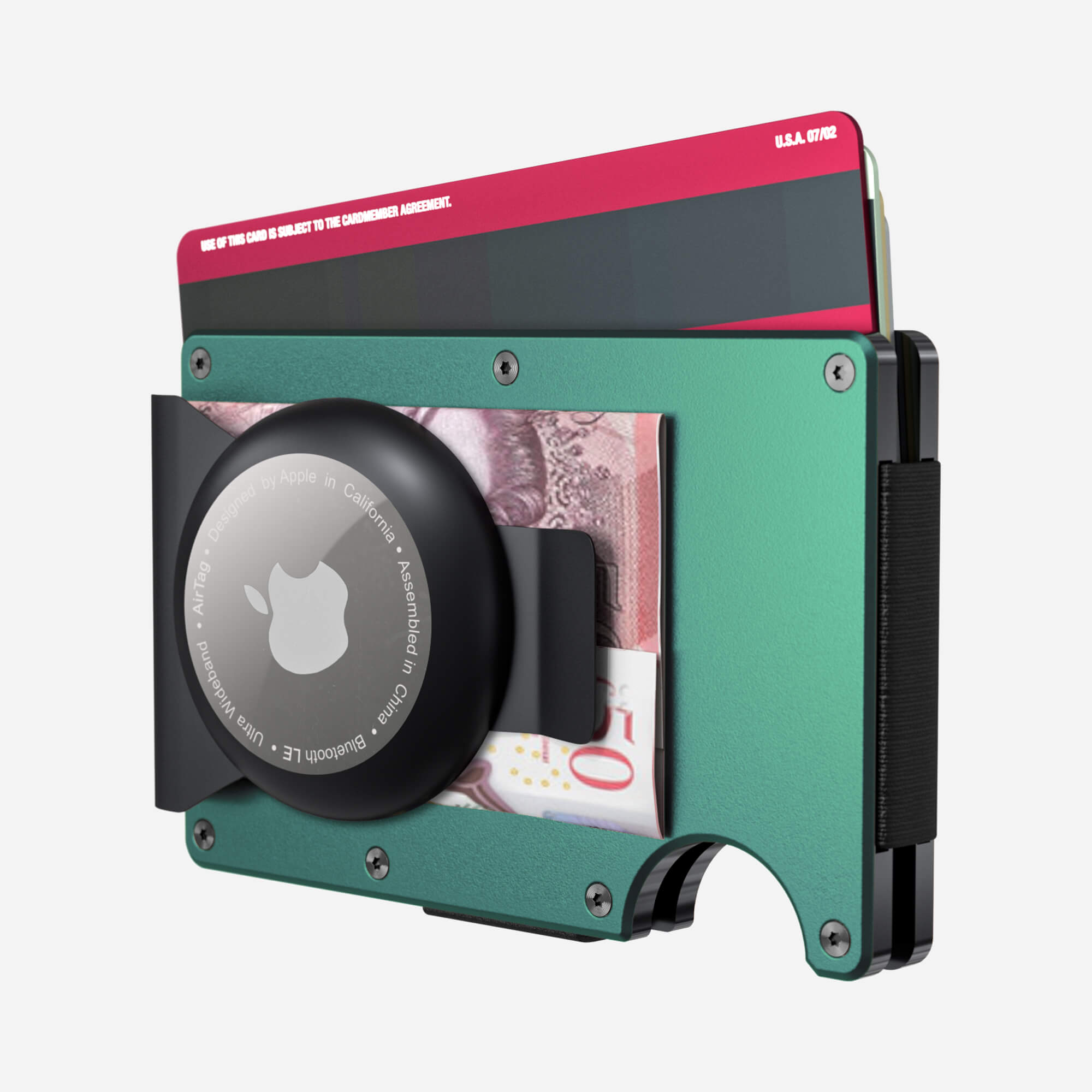 Personalised AirTag Money Clip Wallet (Racing Green) Essential Bundle