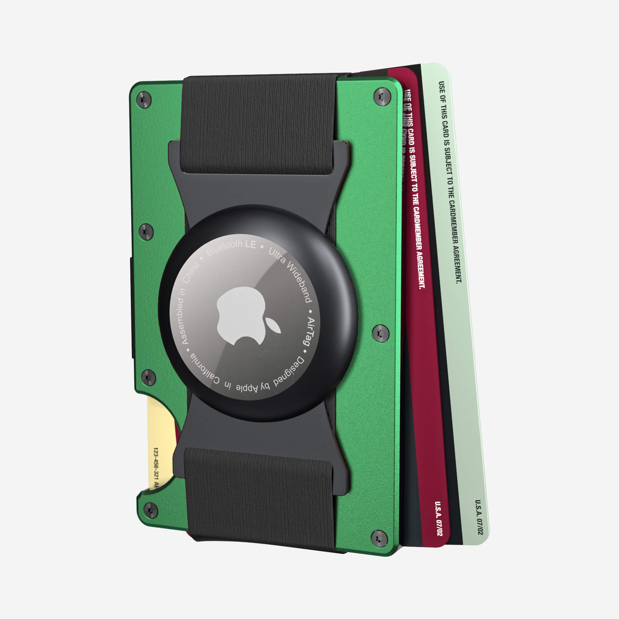 Personalised AirTag Cash Strap Wallet (Viper Green)