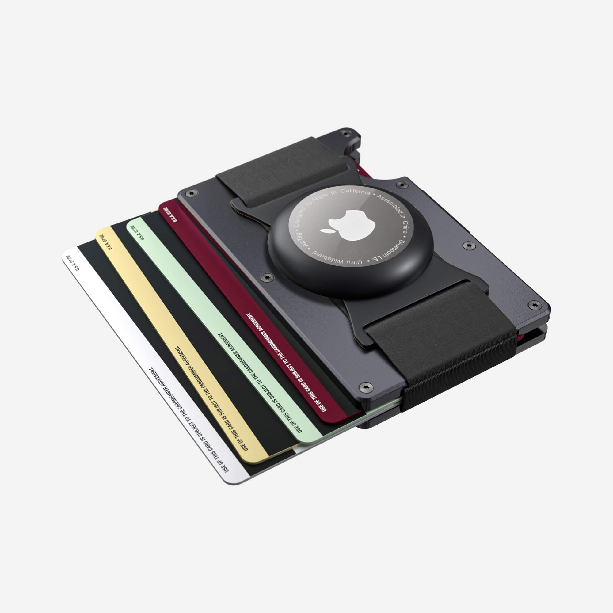 Personalised AirTag Cash Strap Wallet (Titan Gunmetal) Essential Bundle